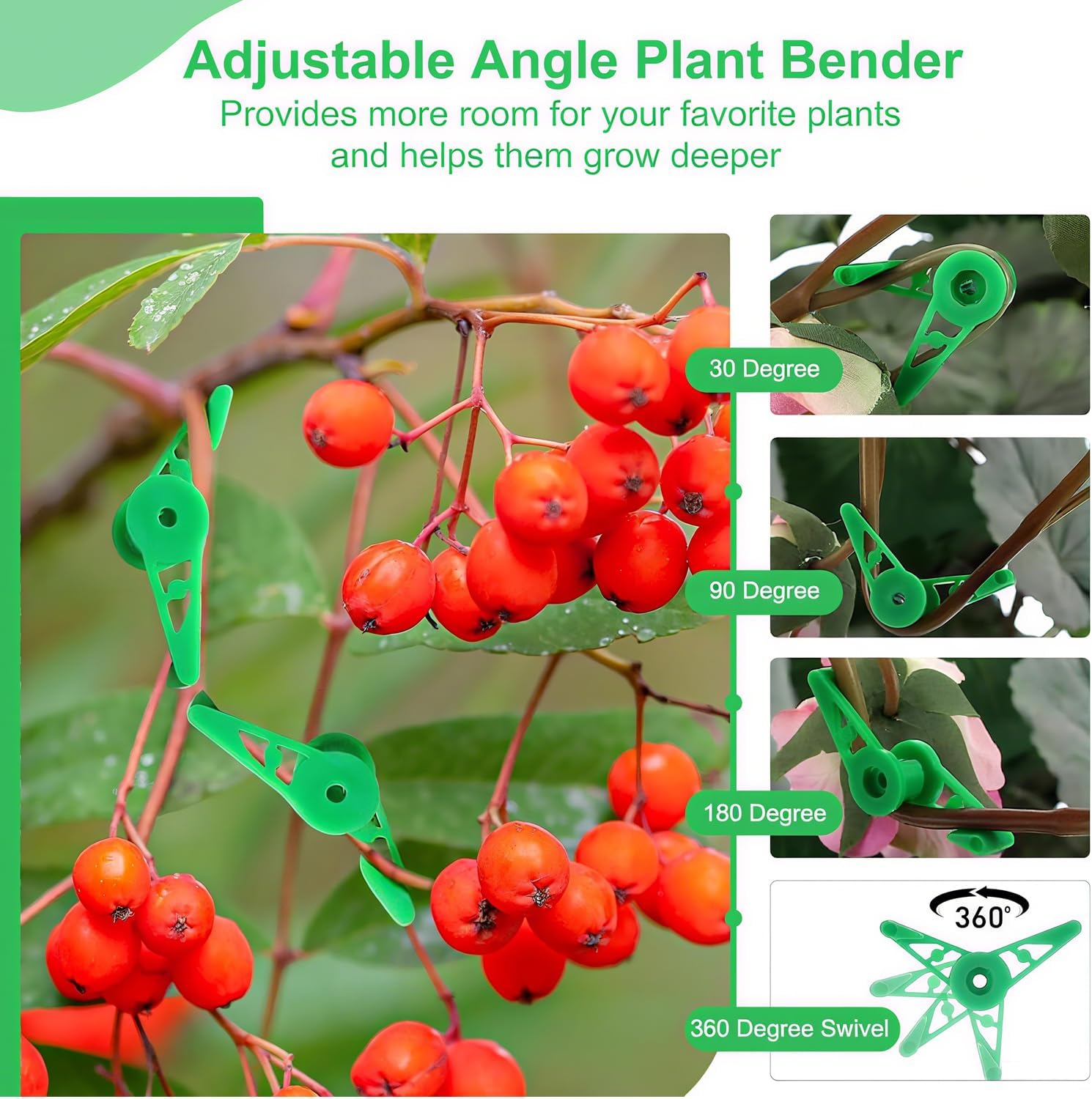 Xinghonyac 100 Pcs 360 Degree Adjustable Plant Clips, Plant Branches Bender Stem Trainer Clips, Plant Low Stress Training Clips for Branches and Vines, Garden Plants Support Tools