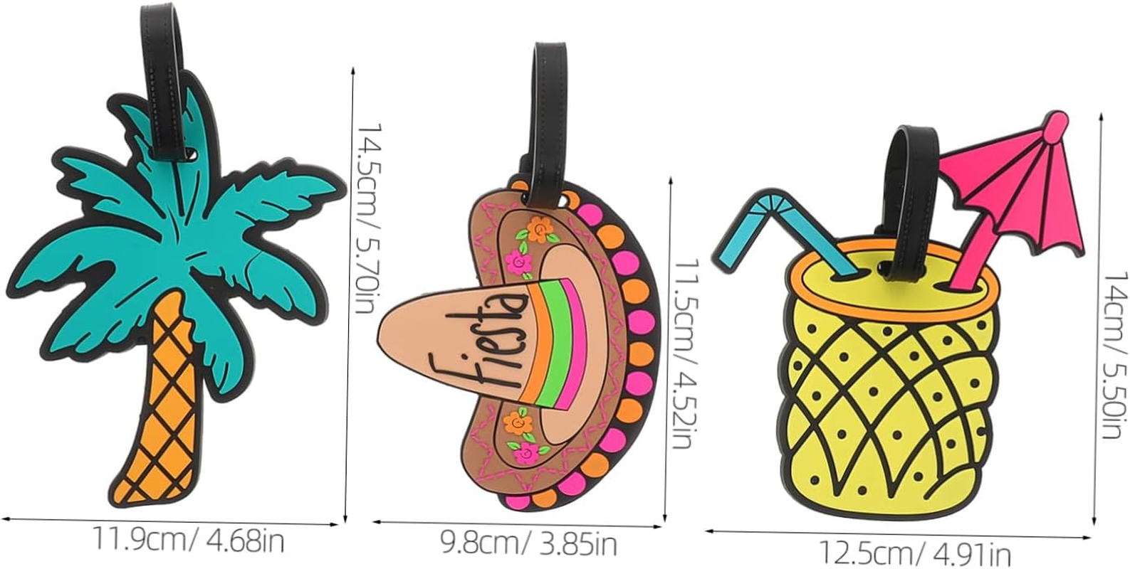 NIYANGLE 3Pcs Hawaiian Sunglasses Luggage Tags Travel Id Suitcase Tag Women Men Baggage Decor image number 4