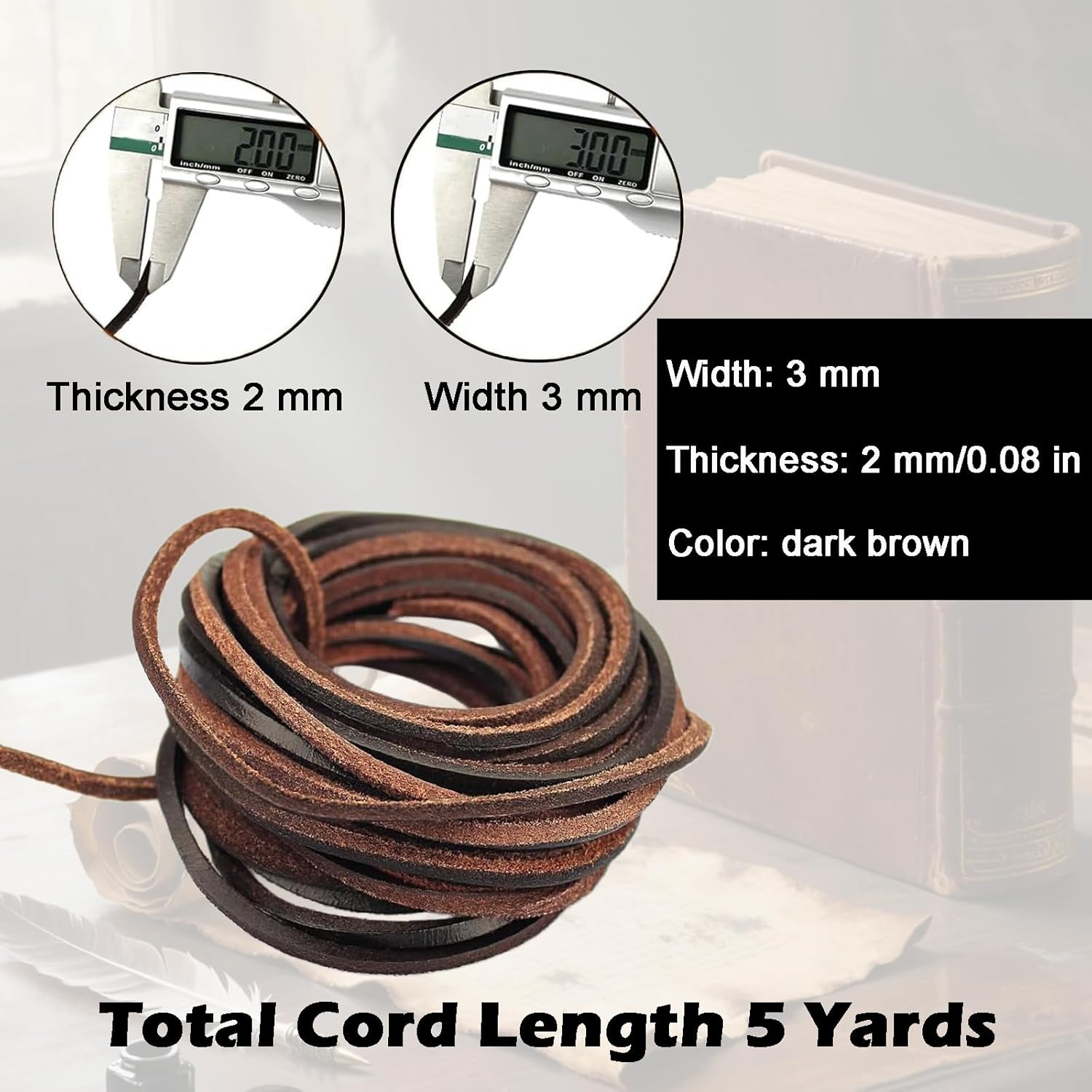 Rylaxzon Leather String for Bracelet Necklace Beading DIY Handmade Crafts, 3Mm Cord for Jewelry Making, Leather Necklace Cord, Garden Tools, Dark Brown for Toys, Woven Bags and DIY Bracelets, Braiding