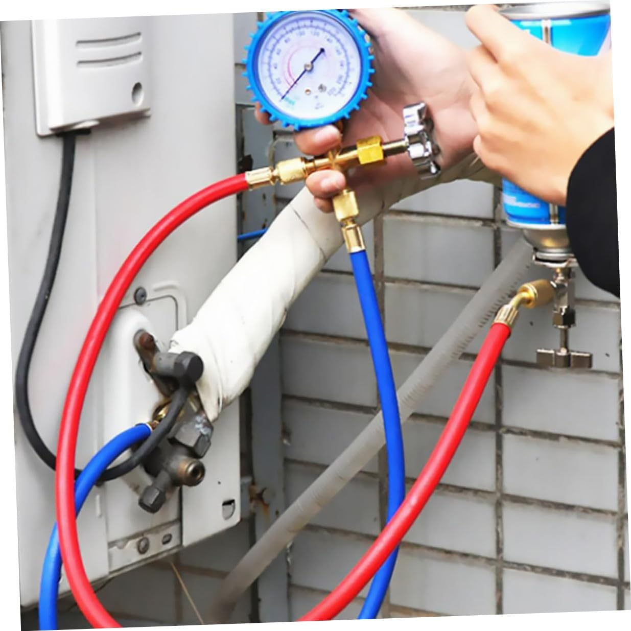 WOFASHPURET Automotive Air Conditioner Refrigerant Pressure Gauge Set with Silicone Hoses, Comprehensive Hvac Service Tool for Car Ac Refrigeration System Maintenance and Charging Random Color image number 5