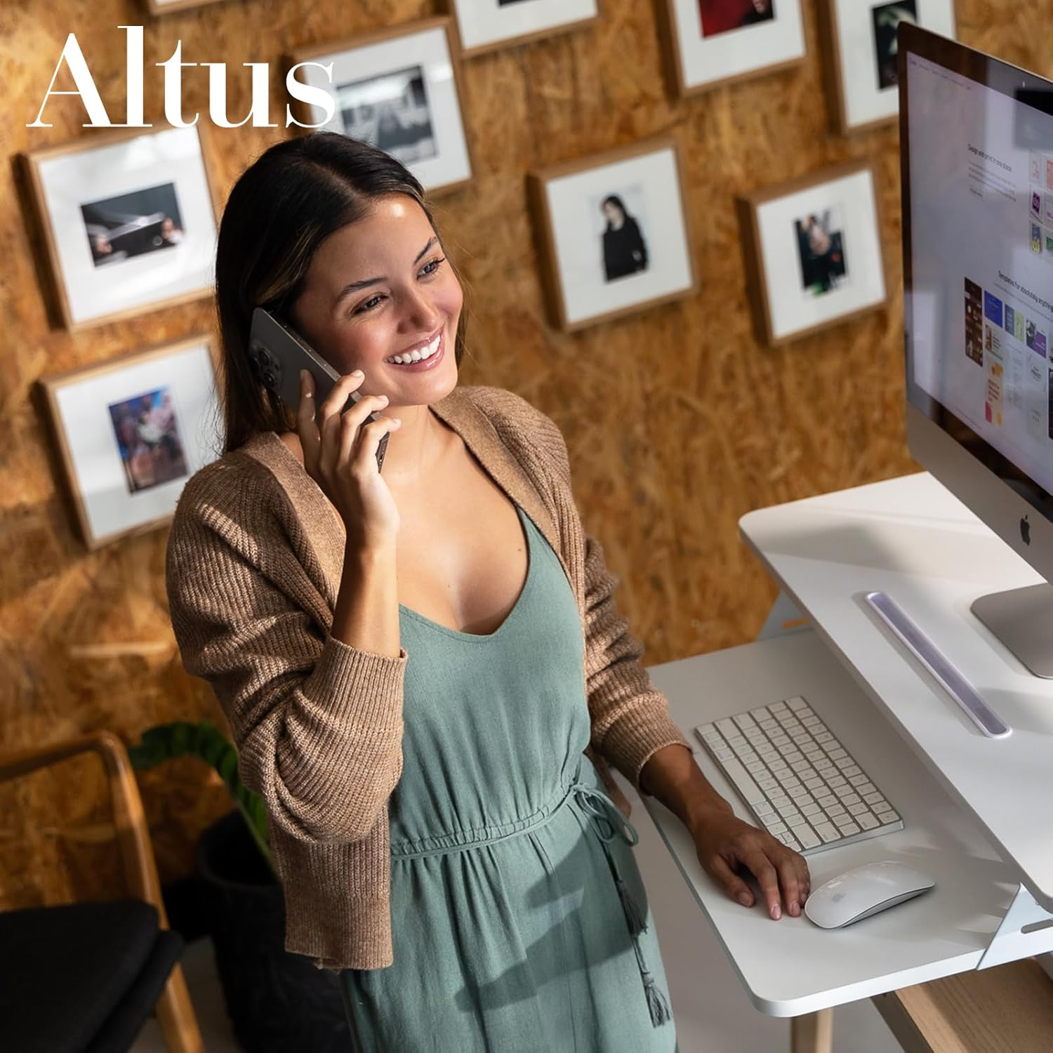 Altus Stand-Up Desk Converter 880Mm Sit-To-Stand Tabletop Riser Workstation White image number 5