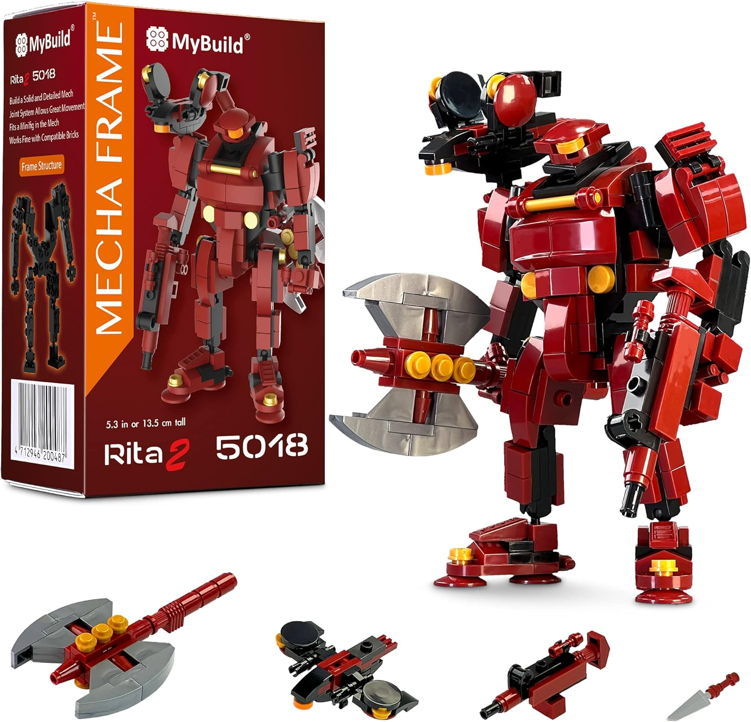 Mybuild Mecha Frame Rita &ndash; Red Armour Sci-Fi Mech Building Set - Model 5018 image number 6