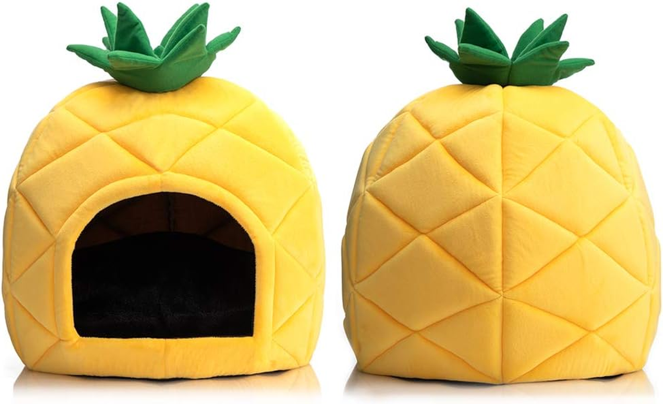 Hollypet Cozy Pet Bed, Warm Cave Nest Sleeping Bed Pineapple Shape Puppy House for Cats and Small Dogs, Yellow