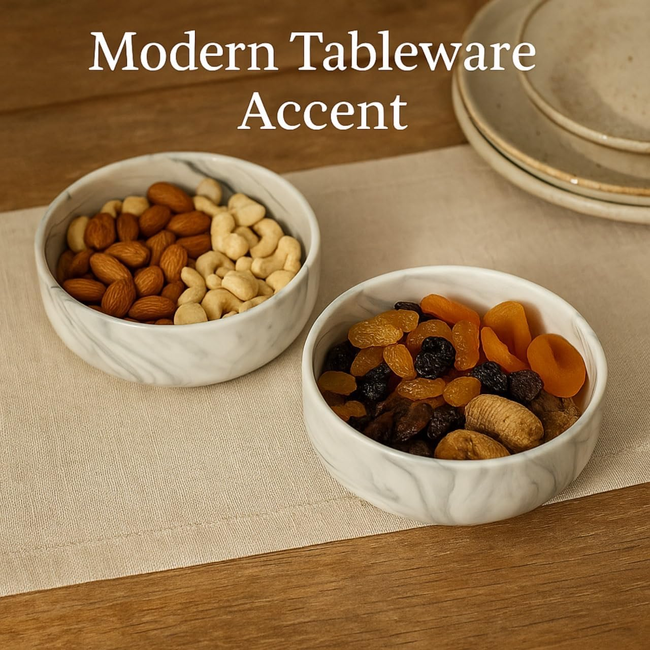 The Modern Nest-Marble Grey Bowl Set - Perfect for Soup, Salad, Ramen & Fruit | 2-Piece Ceramic Stoneware Bowl Set