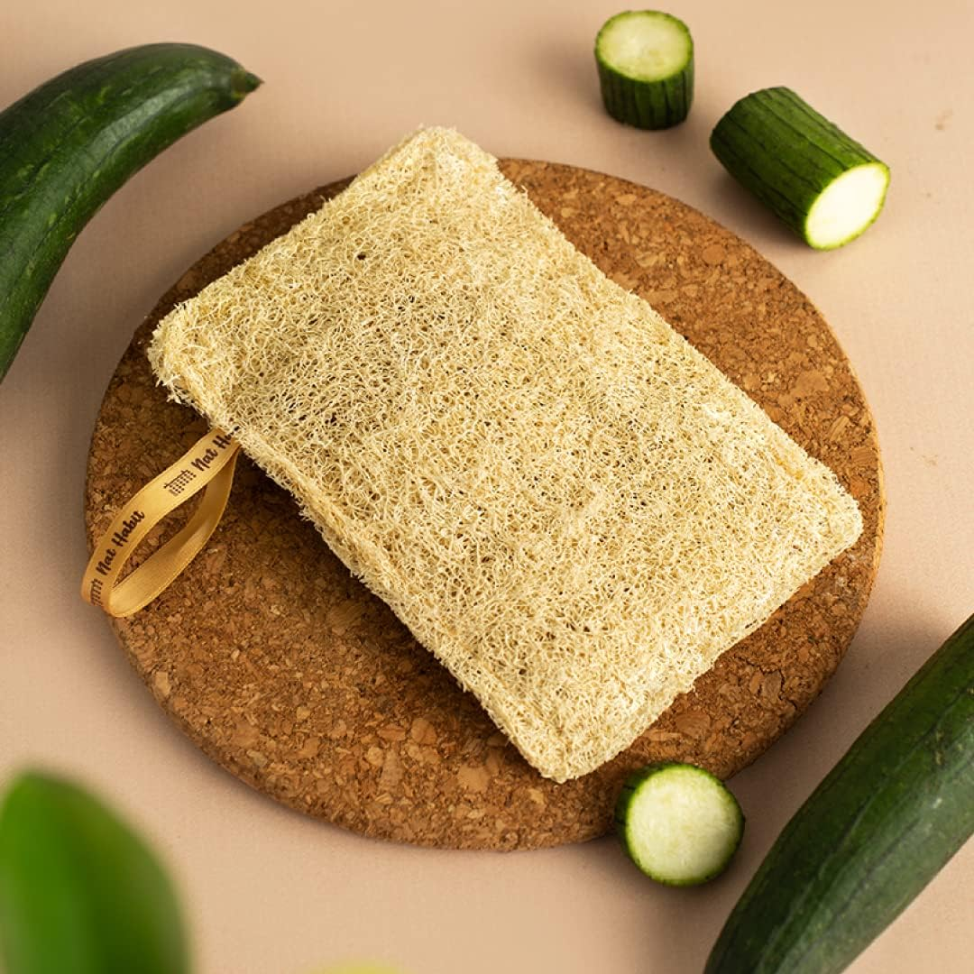 Nat Habit - Back to Natural Secrets Everyday Natural Sun Dried Bath Loofah, Body Sponge & Scrubber for Men & Women, Organic Luffa for Bath Shower Skin Exfoliation 2 Count (Pack of 1) Brown image number 5