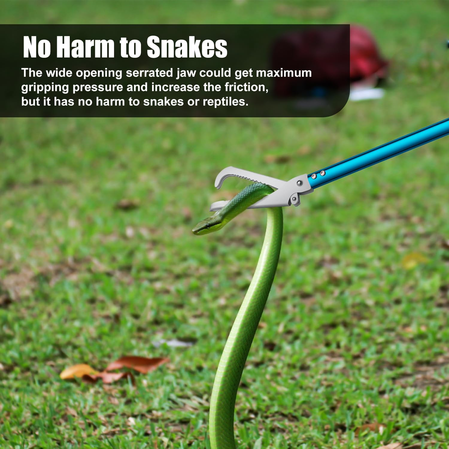 60" Snake Tongs, Professional Aluminum Alloy Standard Reptile Grabber Rattle Snake Catcher Wide Jaw Handling Tool image number 1