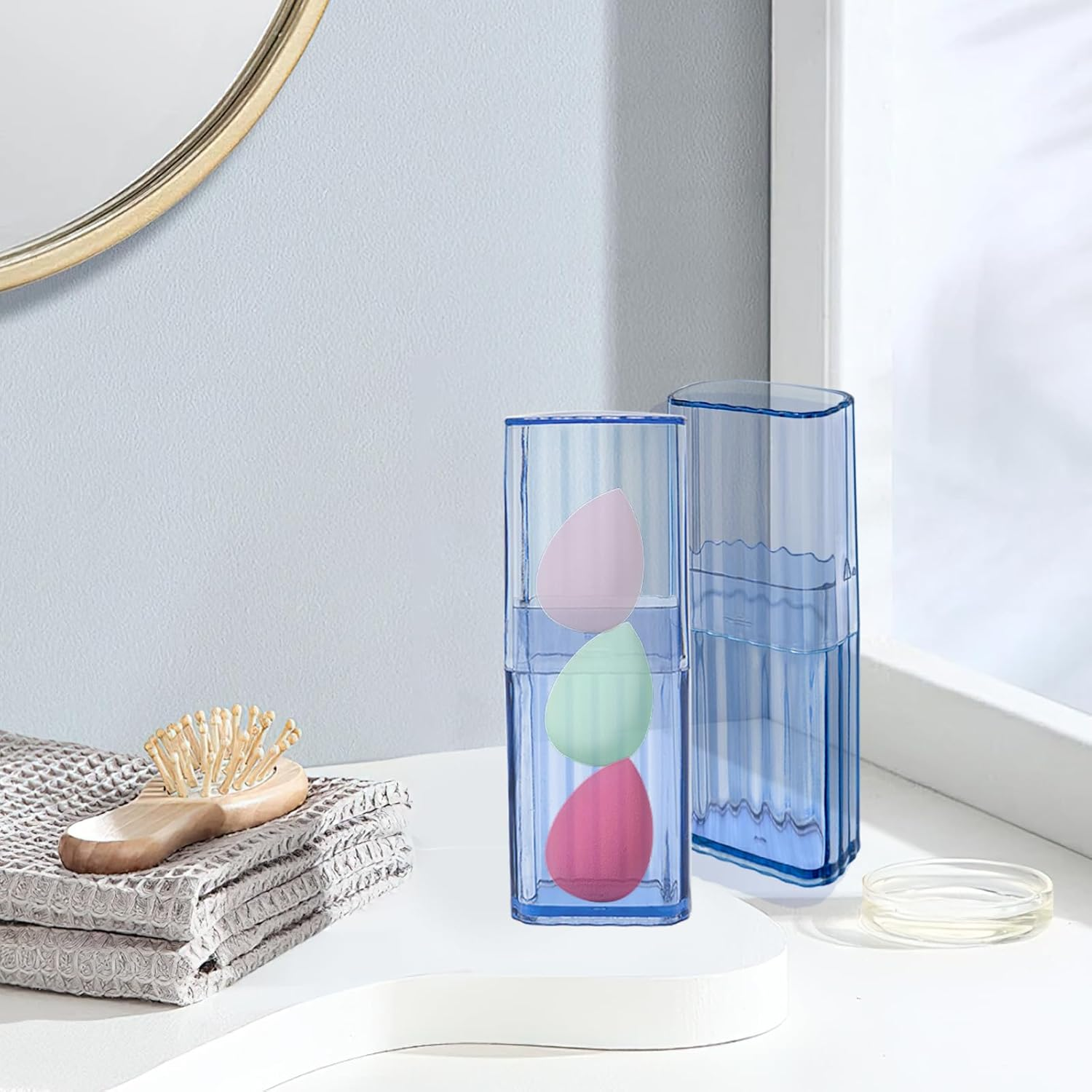 9 Pcs Mini Floss Qtip Travel Case，Flosser Cotton Swab Holder for Travel，Portable Transparent Flosser Dispenser Storage Case for Organize Small Items (Blue) image number 6