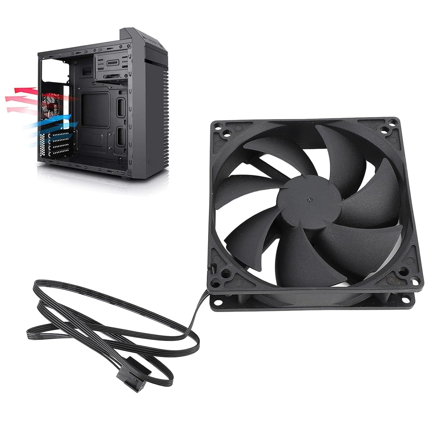 PWM Case Fan, 100Mm Dual Ball, Low Noise, High Speed, Intelligent Temperature Control, 4PIN Computer Cooling, for PC image number 5