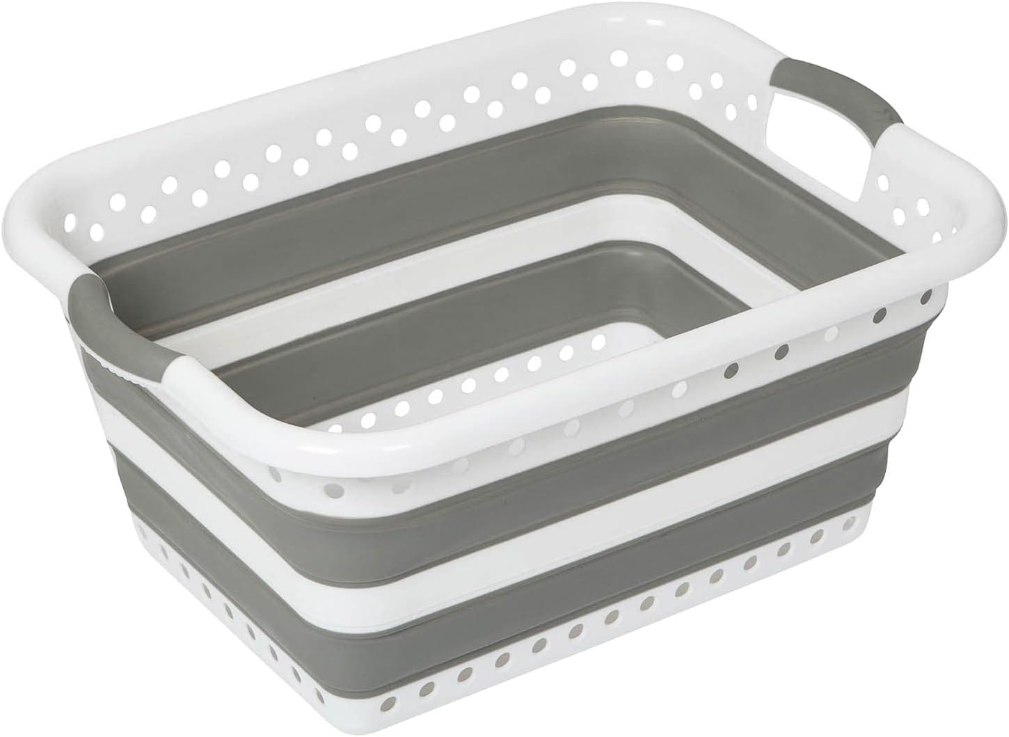 Addis 45 Litre Collapsible Laundry Basket - White & Grey