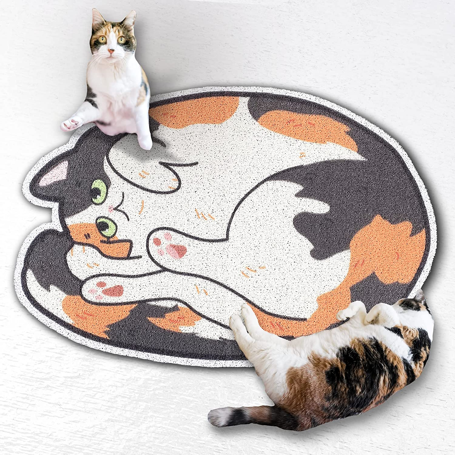 Lukamoo&reg; Cute Cat Litter Mat (32&rsquo;&rsquo;X24&rsquo;&rsquo;), Extra-Large/Xl, for Kitty Litter & Cute Cat Litter Box, Cat Accessories for Indoor Cats (Brown Tabby, Rectangular)