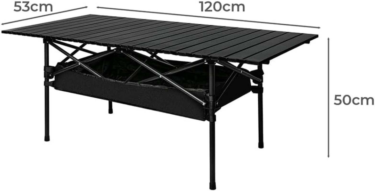 Levede Folding Camping Table Portable Picnic Foldable Outdoor Egg Roll Tables 120X53X50Cm, Fold BBQ Desk with Storage Organizer for Hiking Fishing Camp Beach Lightweight Furniture Equipment&hellip; image number 3