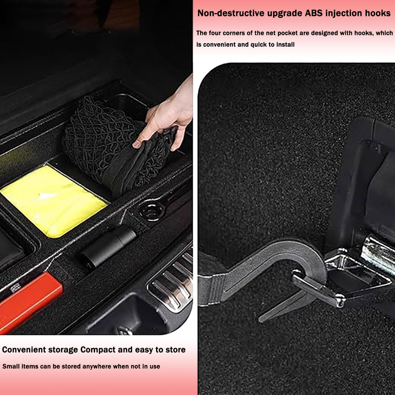 Yqkangzhu Cargo Net for Pickup Truck Bed, Highly Elastic Cargo Net, Truck Bed Cargo Mesh Organizer for Daily Light Loads of SUV ATV UTV Boat, 4'X4' Stretches to 7'X7', with 6 Metal Carabiner and Hook image number 1