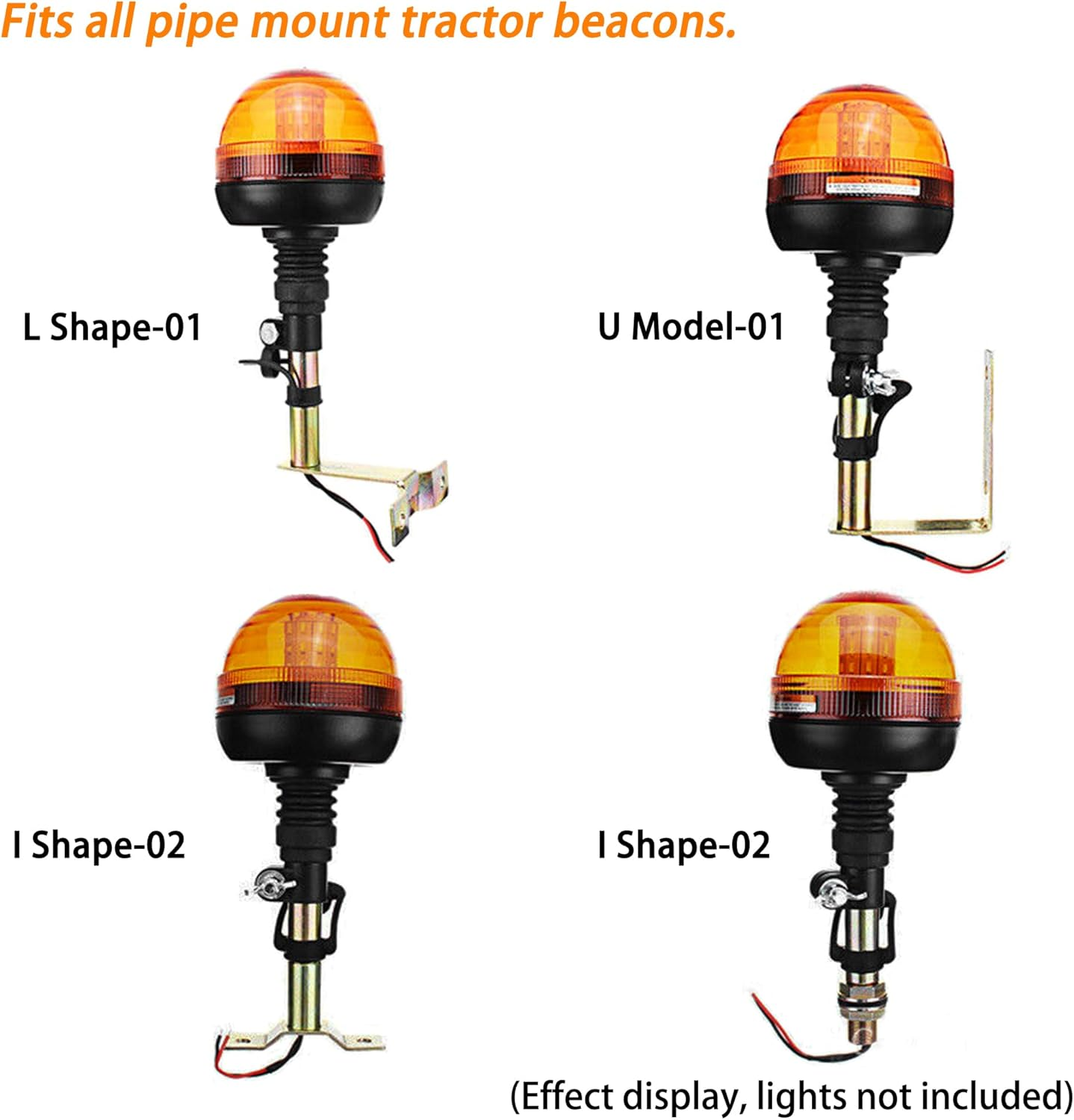 U Shape Tractor Beacon Light Bracket, Side Mount Beacon Holder with Wire for Forklift Truck Tractor, Metal Mounting Bracket Universal for DIN Pole Mount Rotating Warning Light image number 3