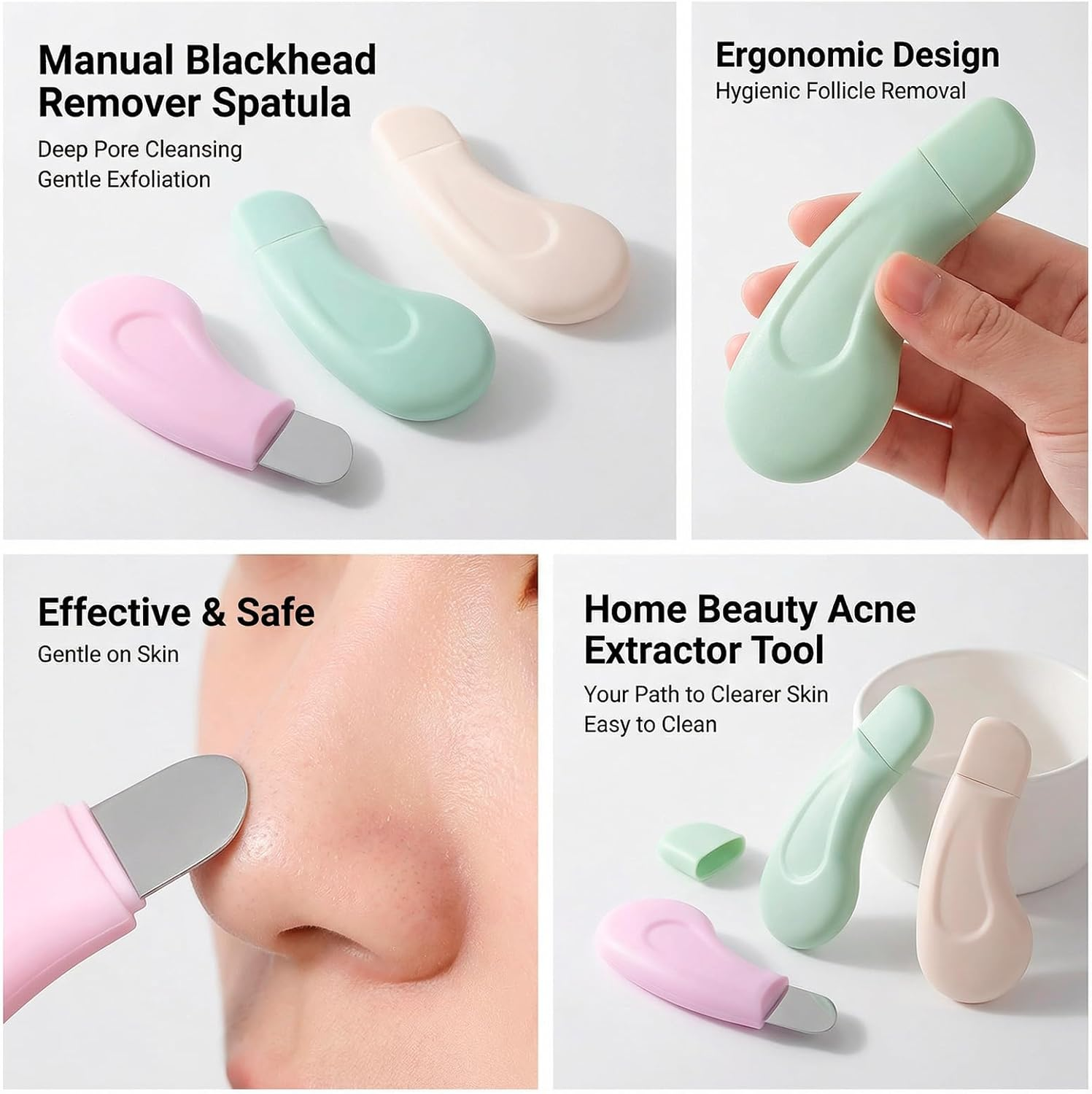 Yxvyxymyxxg 3 Pack Blackhead Remover Tool Silicone Face Scraper for Deep Cleansing Skin Scrubber Face Spatula Nose Blackhead Remover Pore Cleaner Skin Care Tools for Men and Women image number 1