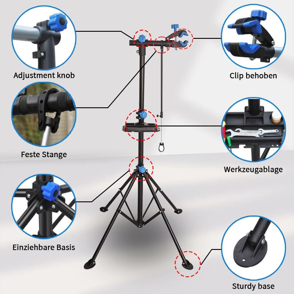 TOMVAES Bike Repair Stand,Shop Home Bicycle Mechanic Maintenance Rack,Height Adjustable for Home Bicycle Mechanic Quick Rele image number 6