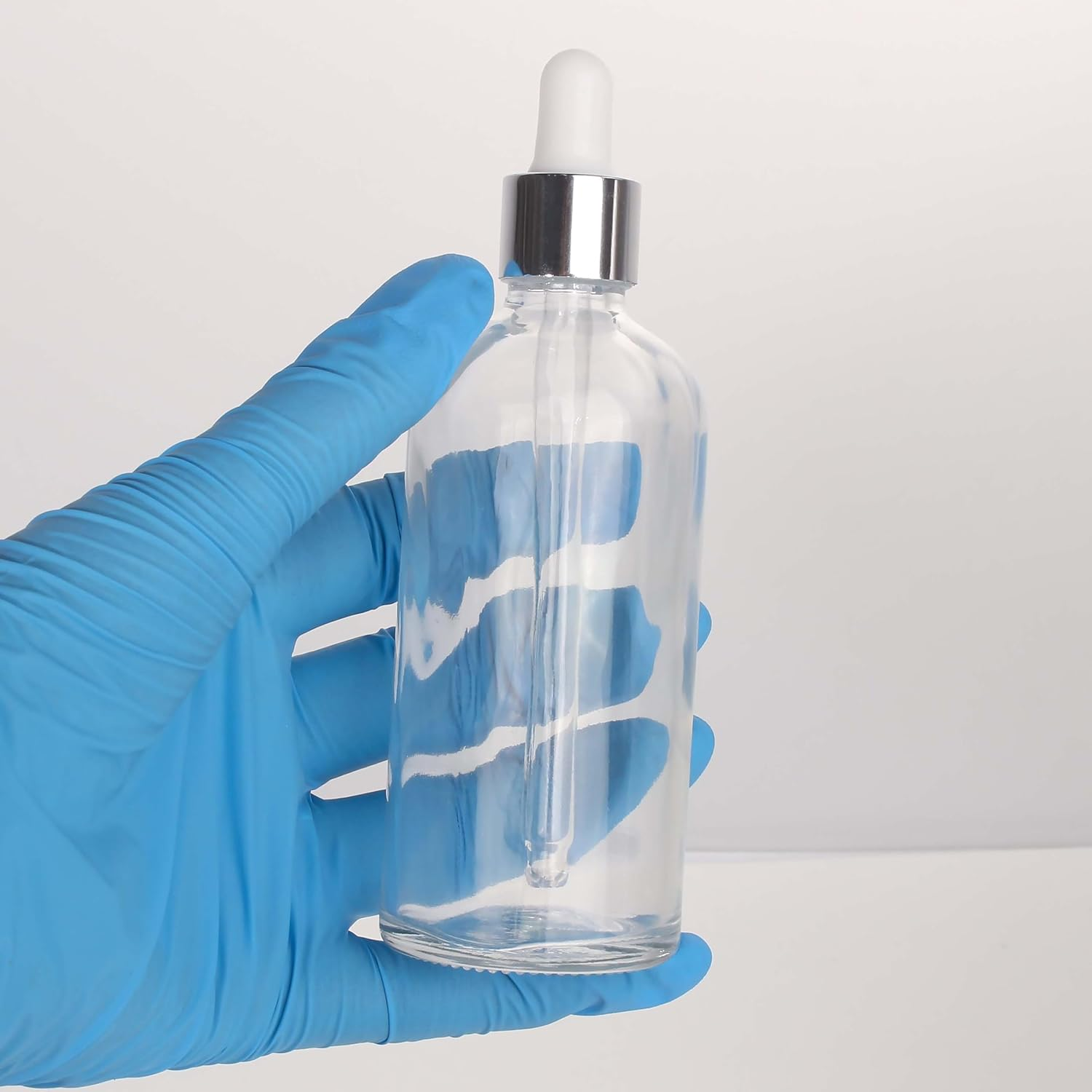 COSIDEA 3 Pcs Empty 3.33Oz / 100Ml Clear Glass Dropper Bottles Silver Droppers for Oils Essential Oil Bottle Travel Serum Containers image number 6