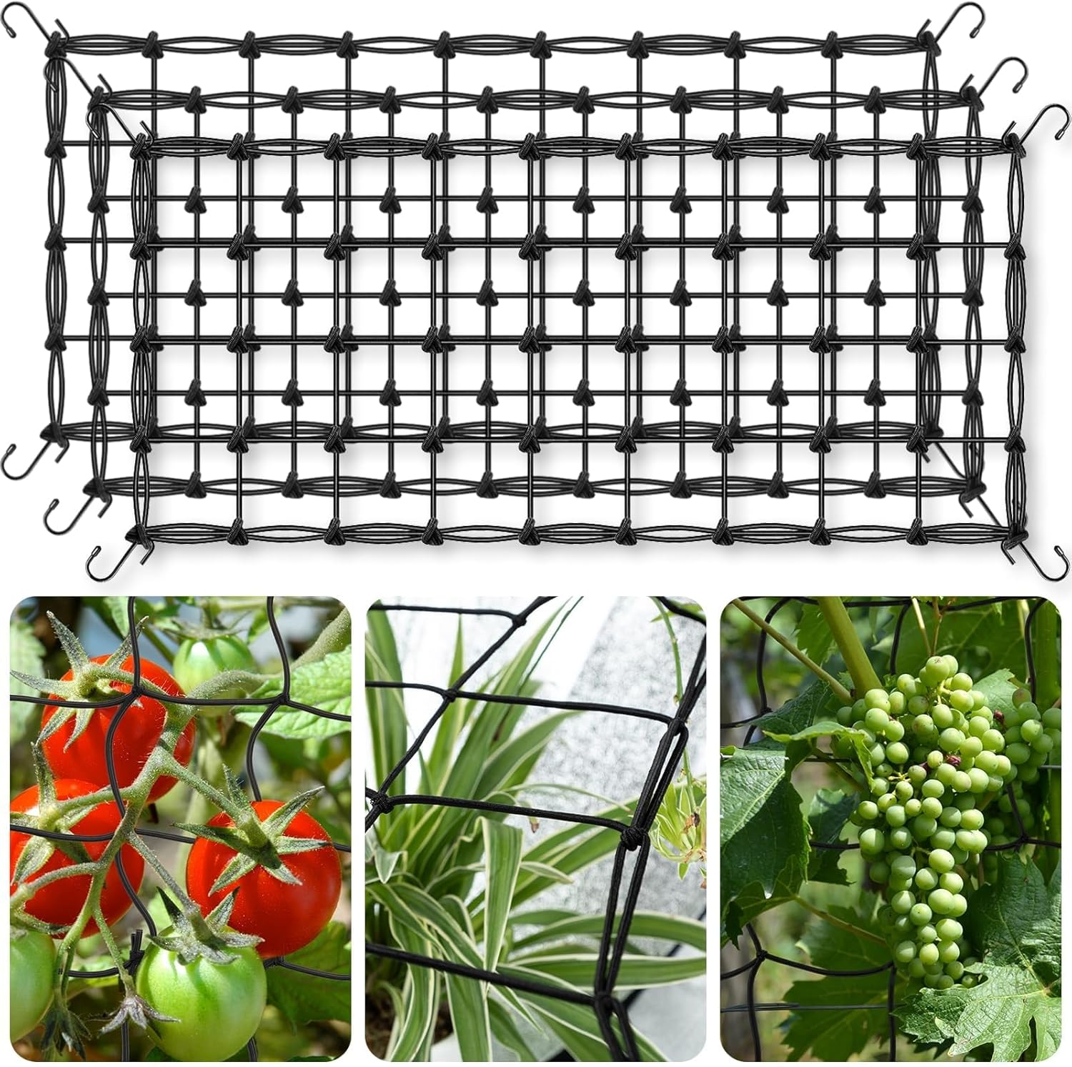 3 Pack Grow Tent Trellis Netting 2X4', Heavy Duty Elastic Plant Net with Steel Hooks, Flexible Hydroponics Scrog Support for Grow Tents, Gardening, and Horticulture image number 4