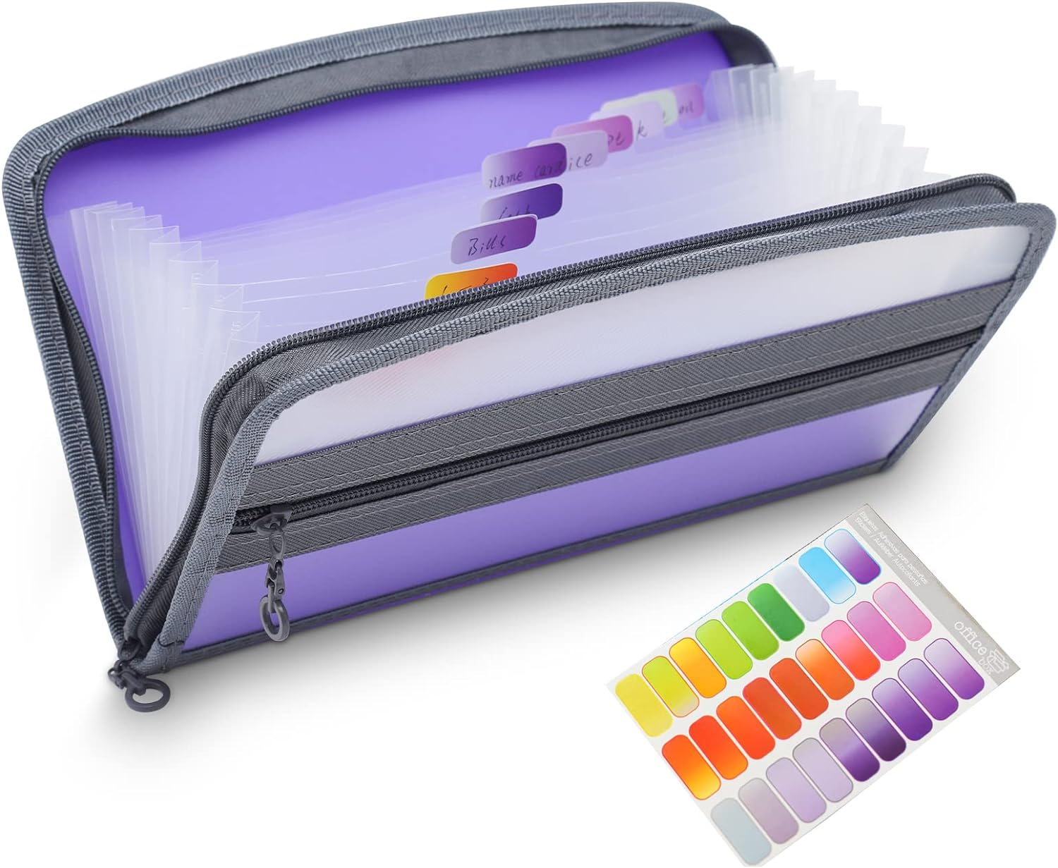 NAFY Small Accordion File Organizer, A5 Check Size 13 Pockets Coupon Receipt Holder Organizer with Zipper, 11X7 Inches Accordion Expanding Folder Wallet for Coupon, Receipt, Bills, Cash(Lavender)
