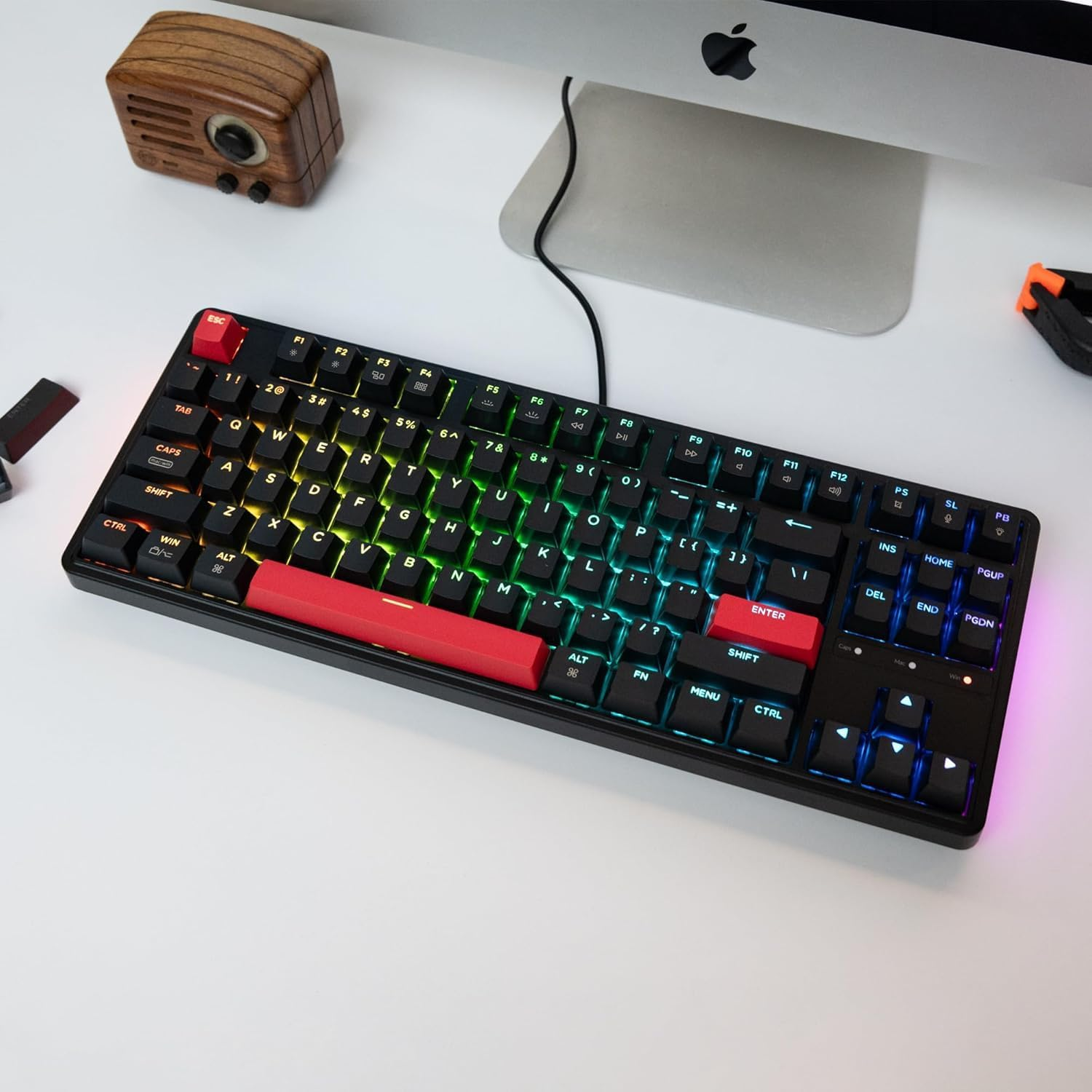 Keychron C3 Pro QMK/VIA Custom Mechanical Keyboard, Hot Swappable Programmable 87 Keys Compact TKL Layout Gasket Mount, RGB Backlight Wired Gaming Keyboard with Brown Switches for Mac/Windows/Linux - Brown Switch image number 6