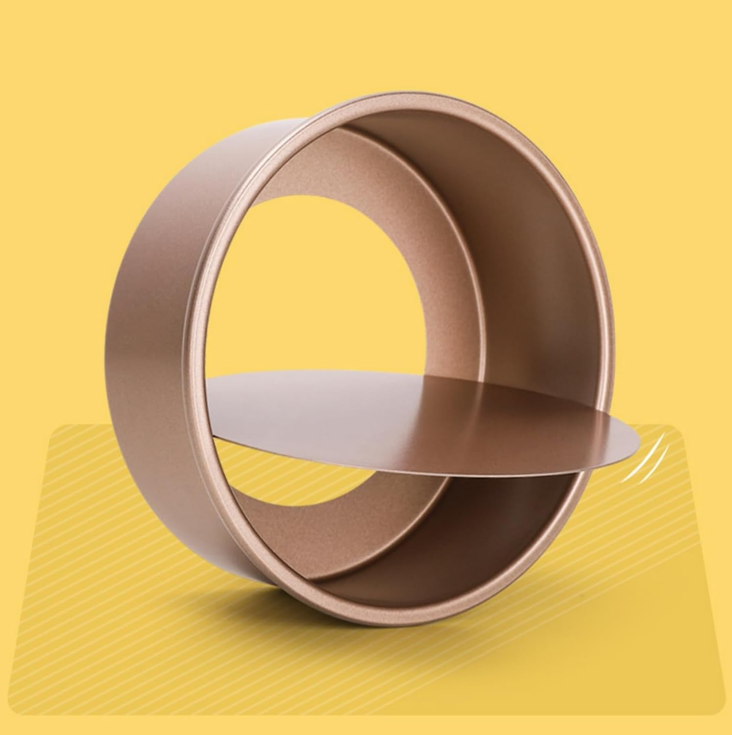 WUWFKUI round Cake Pan Set,3Pcs(6'' / 8''/ 10'') Nonstick Cake Pan with Removable Bottom (Golden) image number 3