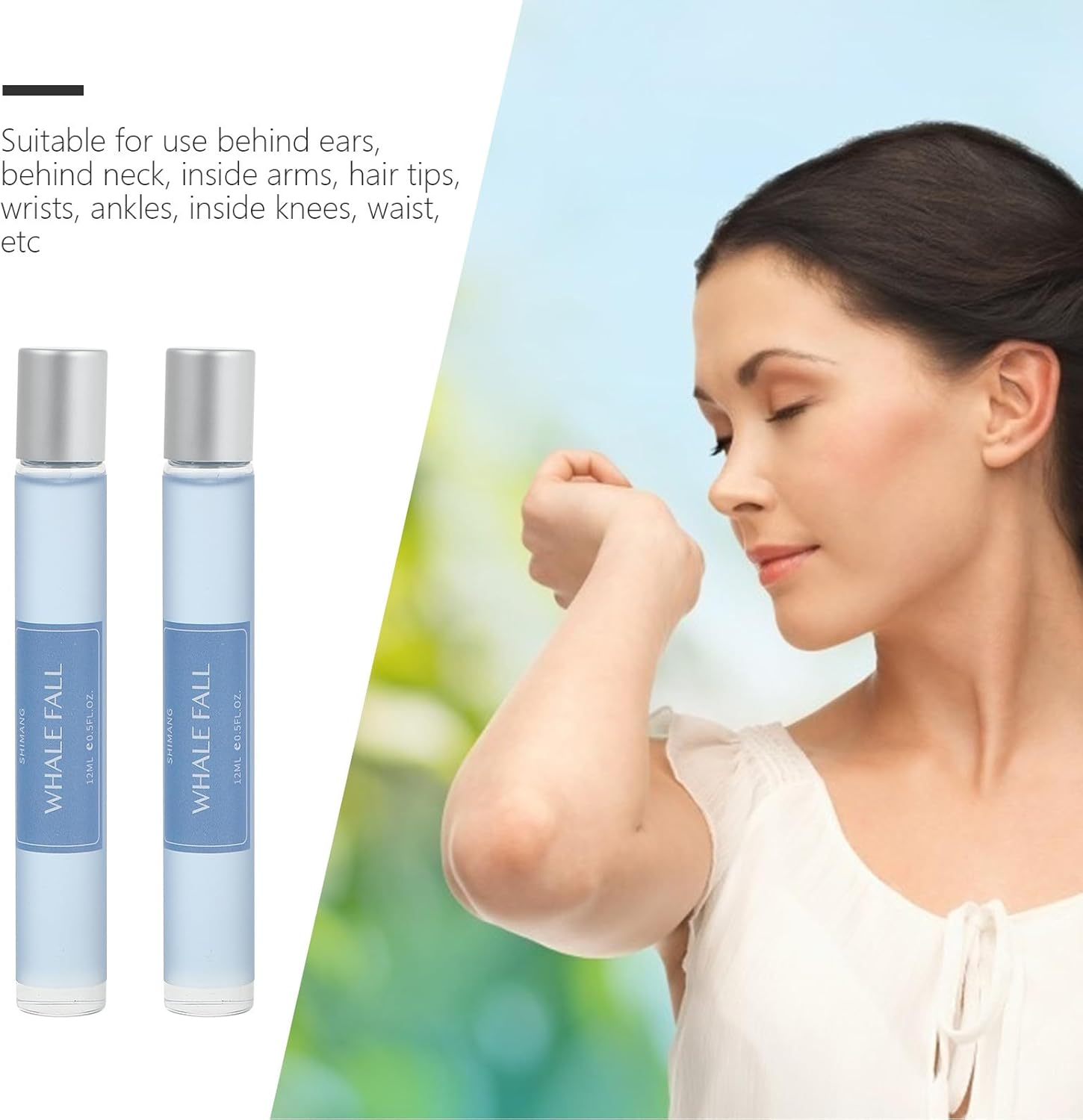 VICASKY 2Pcs Roll-On Perfume Body Fragrance for Women and Men, Fresh White Tea Scent, Portable Unicorn Deodorant Antiperspirant for Daily Use