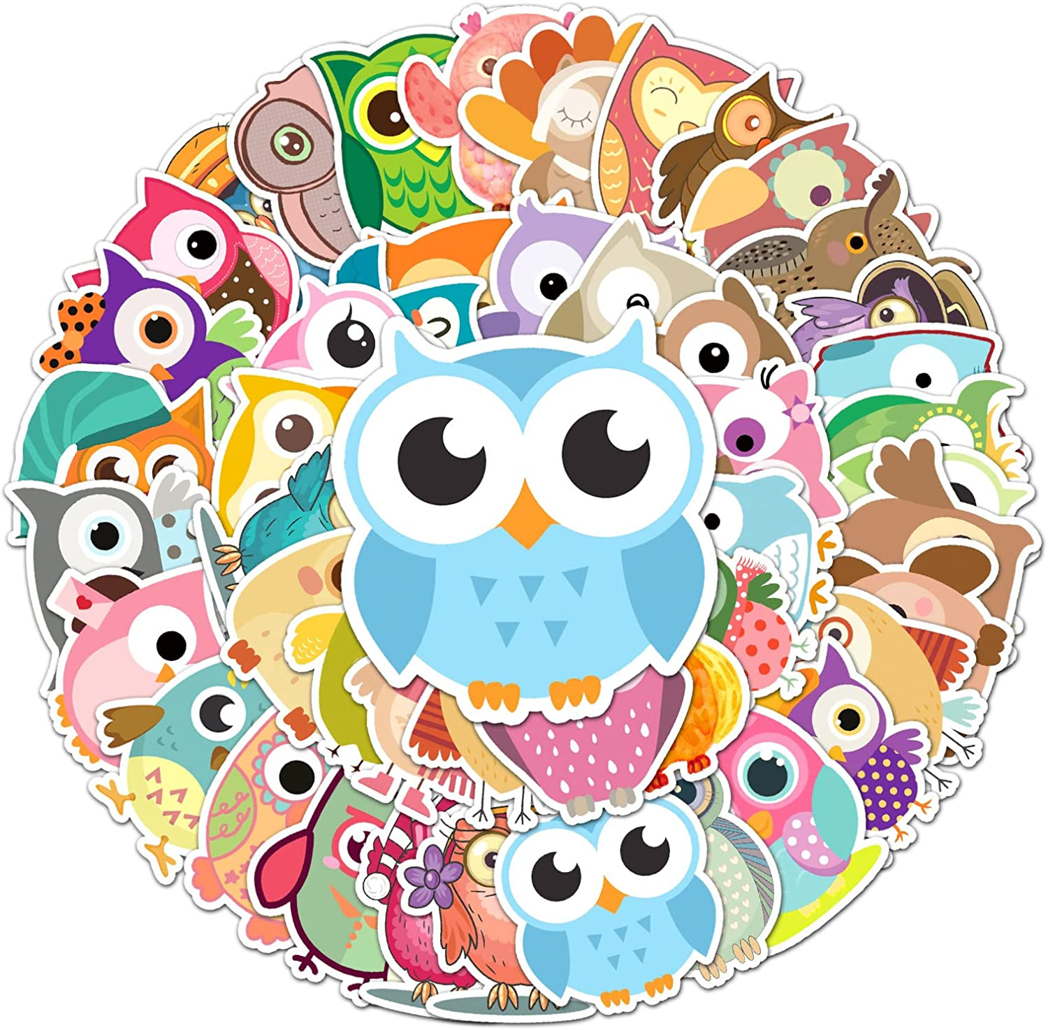 50 Packs Owl Stickers Water Bottles Laptop Phone Motorcycle Computer Guitar Skateboard Hydroflasks Owl Vinyl Sticker Waterproof Aesthetic Trendy Decals for Teens Girls Adults image number 3