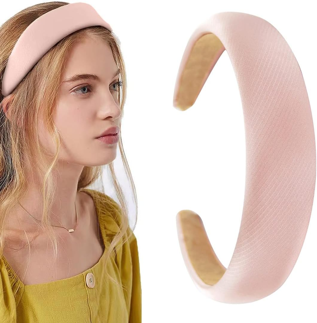 YUZNA Pink Women'S Wide Padded Headband Pink Hair Band as Hair Accessories for Dirndl Oktoberfest and Costumes image number 3