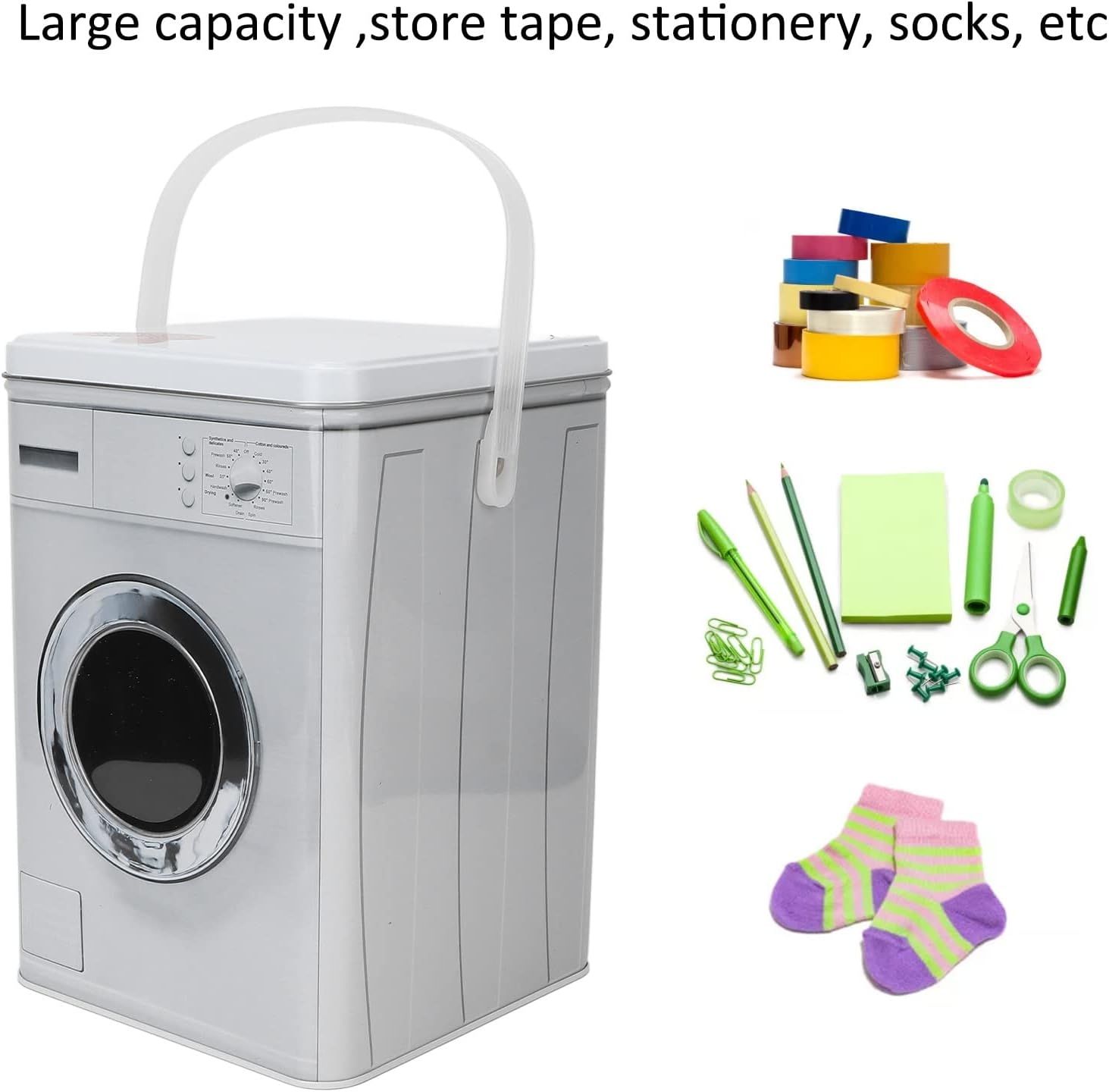 Laundry Basket with Lid,Hampers for Laundry,Laundry Detergent Powder Storage Box Portable Cute Tapes Stationery Socks Container Organizer with Handle image number 2