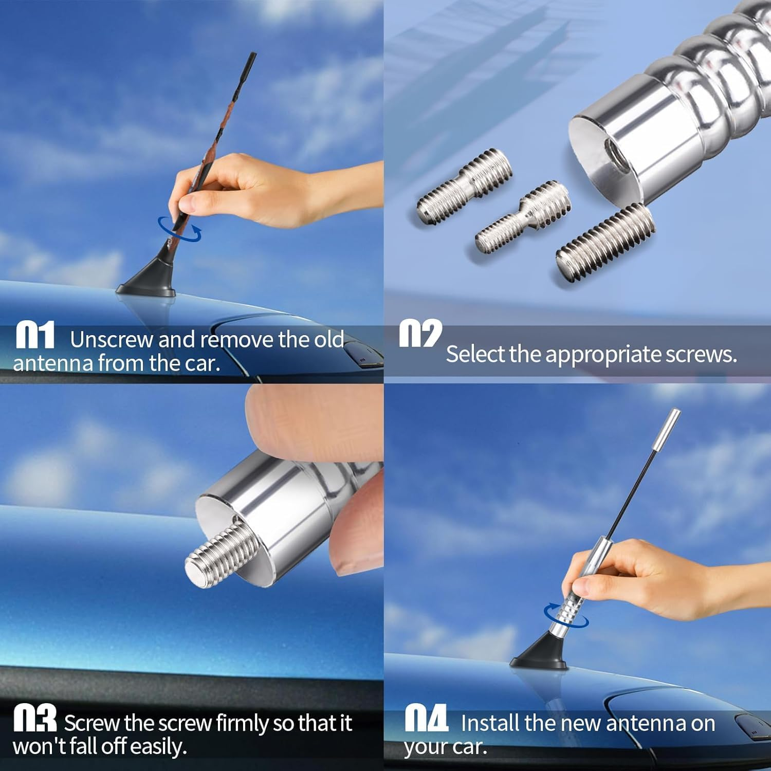 Bingfu Universal Car Roof Mount Antenna 18Cm Car Radio Antenna Replacement with Strong FM/AM Reception Function image number 6