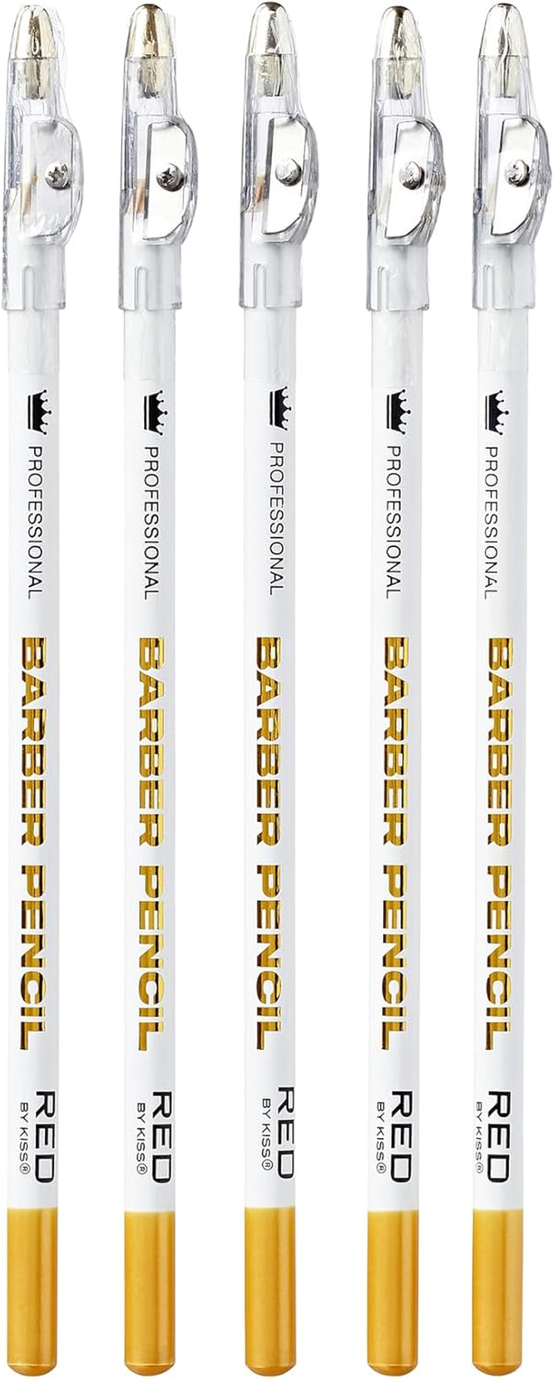 Red by Kiss 3PCS Barber Pencil with Built-In Sharpener Edge Hairline Razor Trace Pencils Beard Guide Beard and Hairline Outliner Pencils, Beard Shaping Pencils for Men (White-5Pcs) image number 2