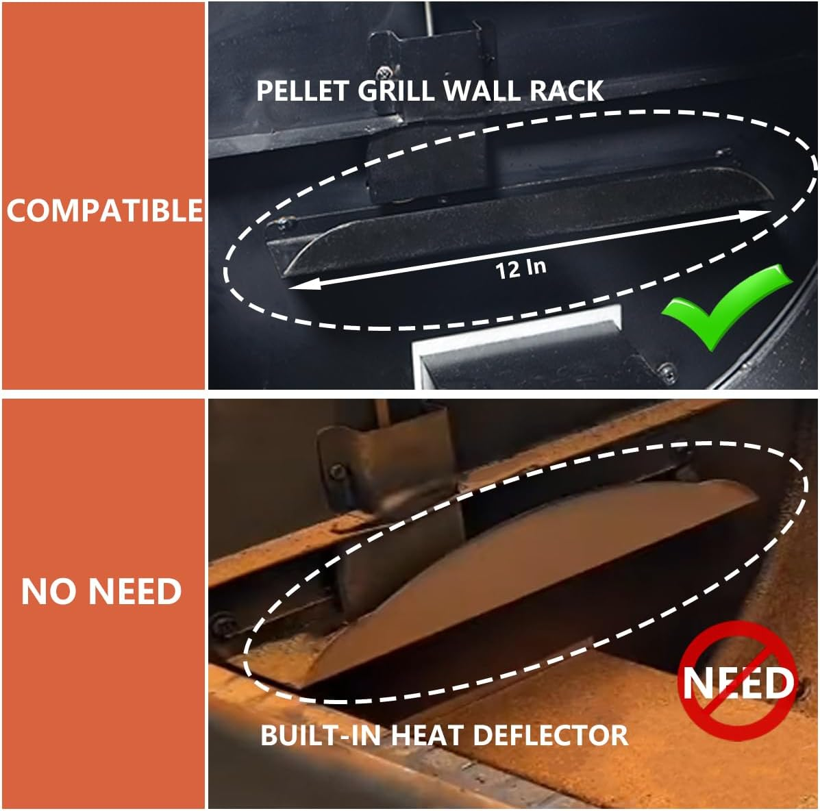 Vencino Heat Deflector Modification for Pit Boss: Improved Grate Temperatures with Magnetic Heat Air Gap Plate - Heavy-Duty Steel, Less Fly Pellet Dust, Accurate Temperature Probing image number 1