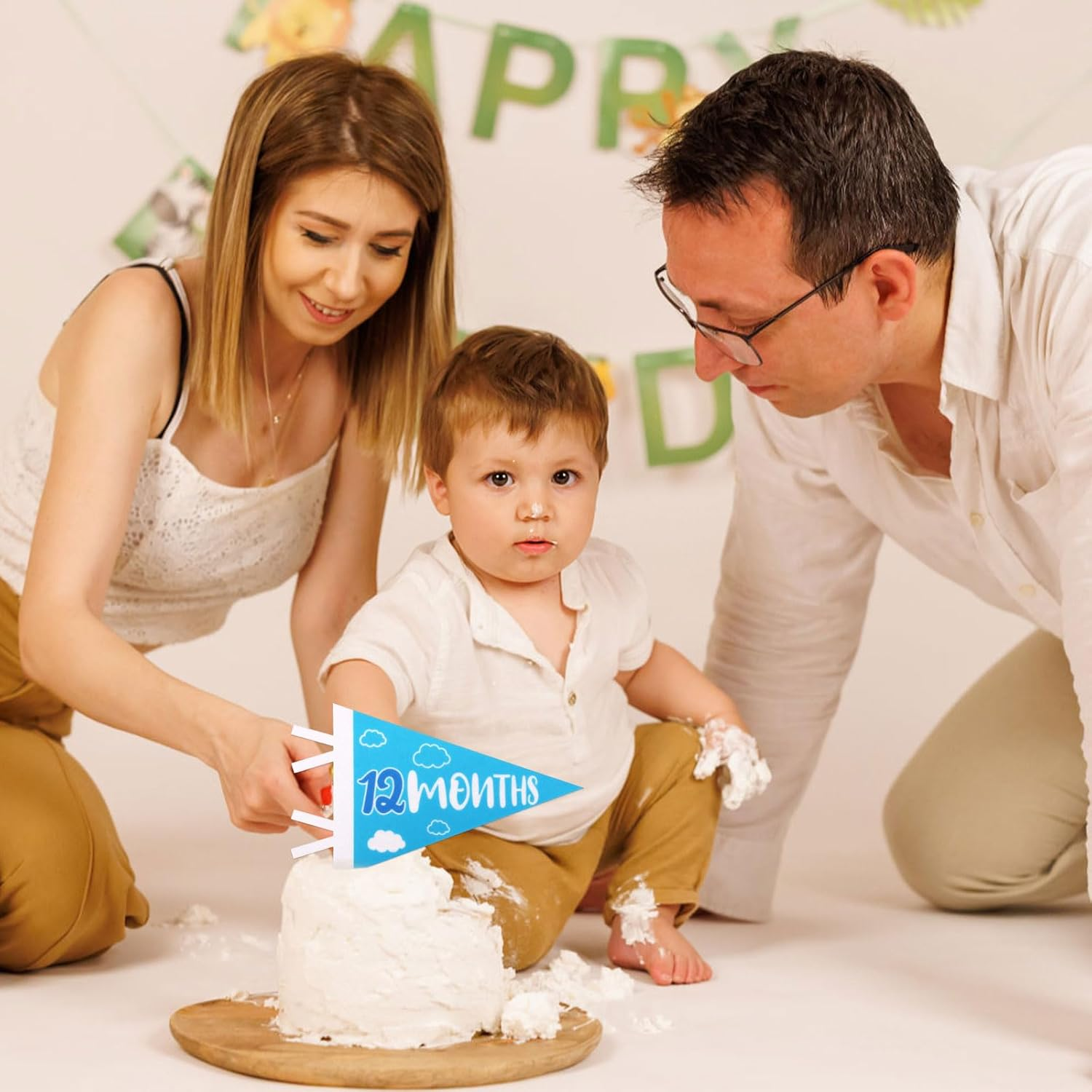 14Pcs Baby Felt Pennant Milestone Signs, Multicolour Monthly Baby Milestone Flag Baby Age Milestone Triangle Flags for Boy & Girl Newborn Party Favors Photo Props image number 6