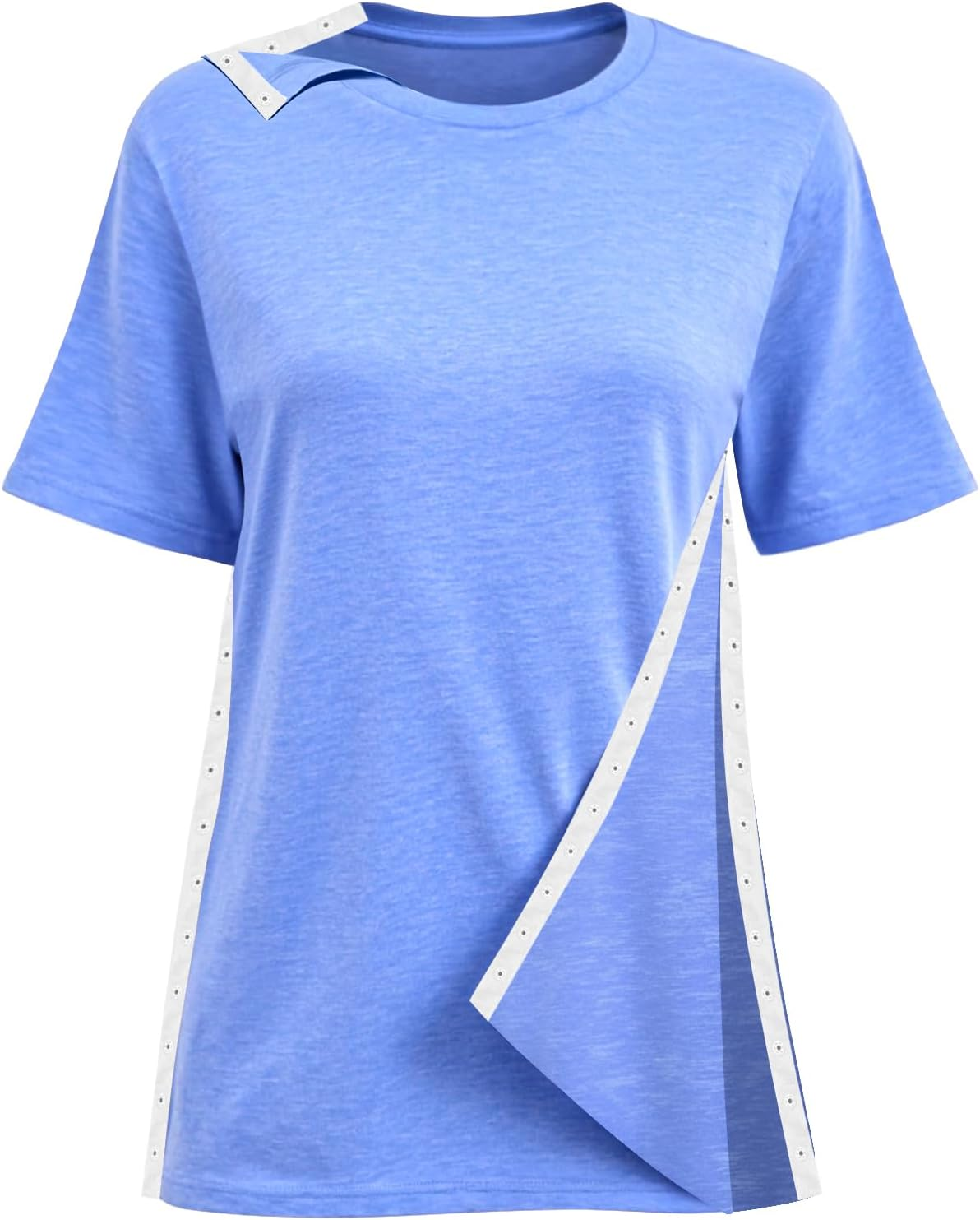 Shoulder Surgery Recovery Shirts Women Post Surgery Shirt Left and Right Side Snap Access Recovery T Shirt for Women image number 1