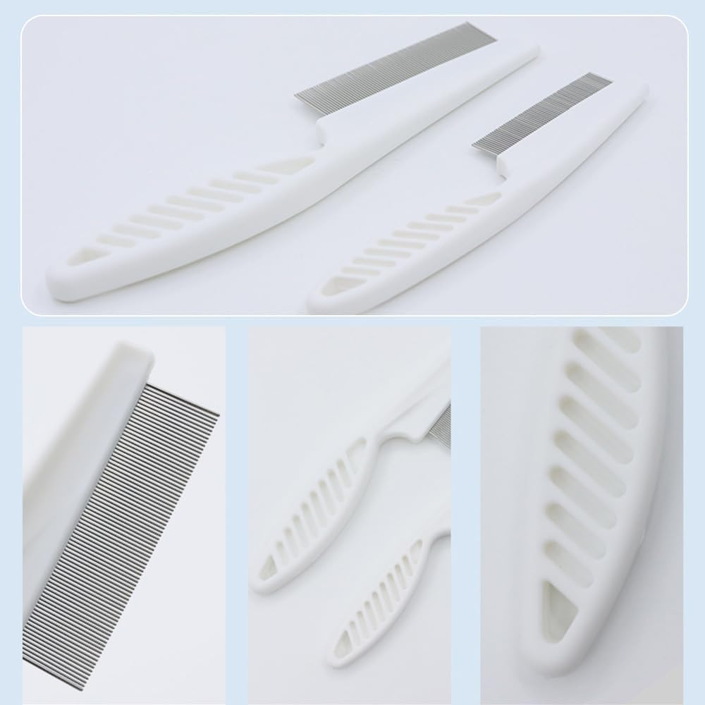 3 Pack Flea Pet Comb for Dogs and Cats Lice Comb Remove Fleas and Flea Eggs Tear Stain Remover Pets Combs for Detangling and Dematting Face & Paws - Dog Comb, Cat Comb image number 1