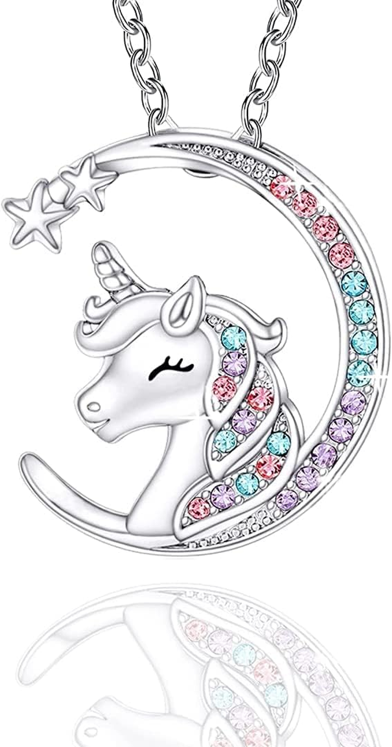 You Are Magical Necklace for Girls Crystal Moon Pendant Necklaces Jewelry Gifts for Girls Daughter Granddaughter Niece Birthday, Sterling Silver, 925Silver