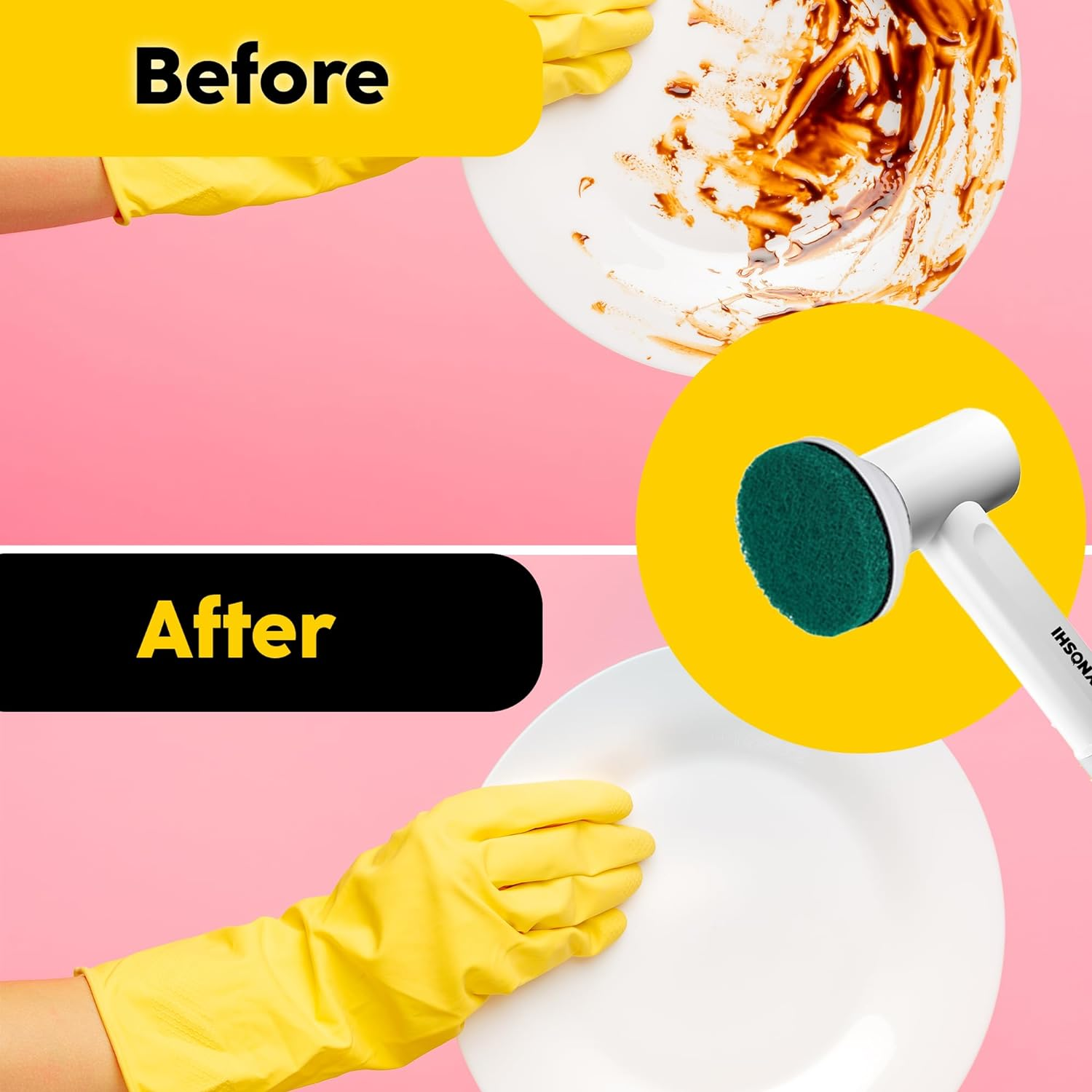 Synoshi Sponge Brush Heads (6 Units) for Electric Spin Scrubber | Designed for Cleaning Smooth Surfaces image number 4