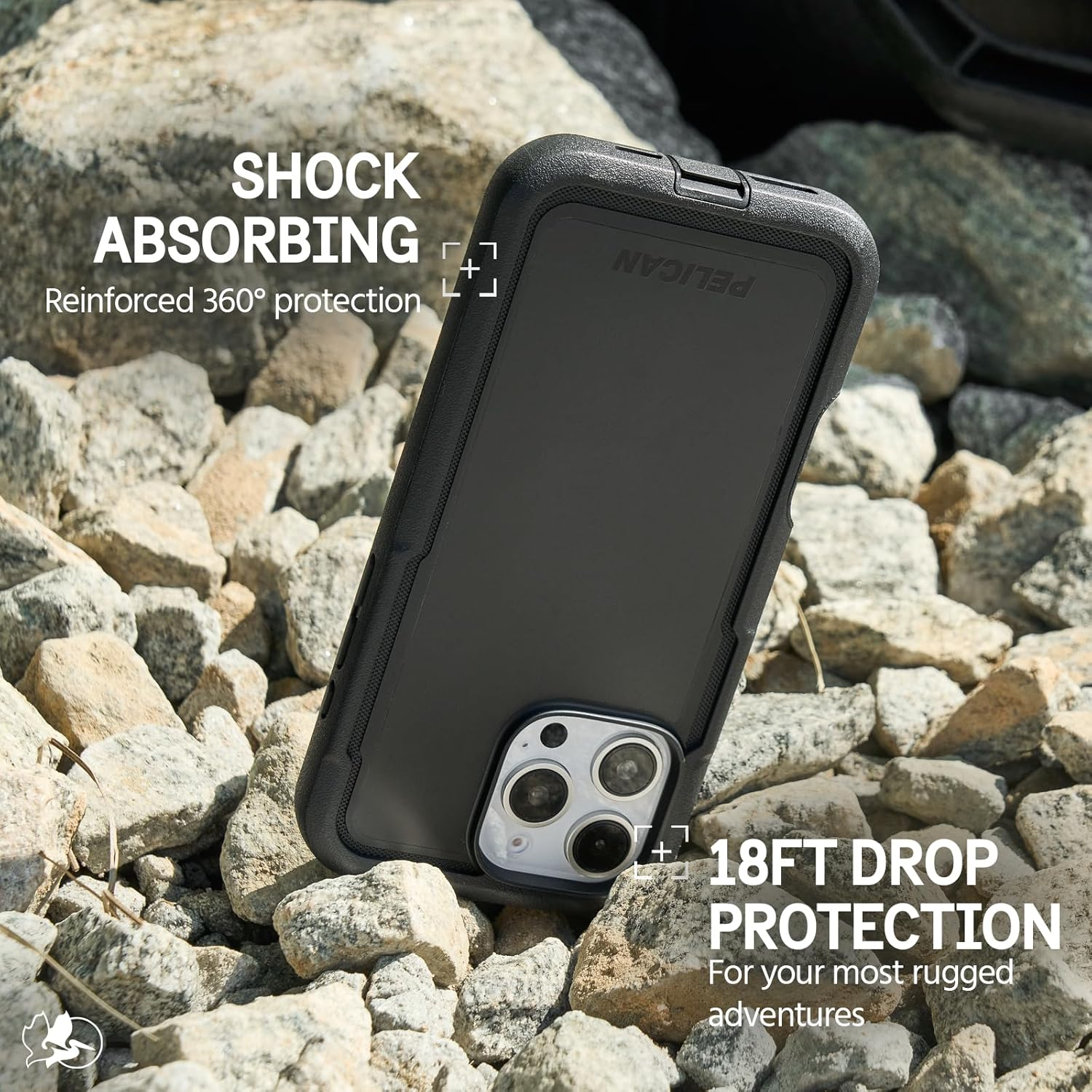 Pelican Voyager Iphone 16 Pro Case [Compatible with Magsafe] Rugged Phone Case W/ 18Ft Military-Grade Drop Protection - Heavy Duty Phone Cover W/Belt Clip Holster for Iphone 16 Pro - Black image number 3