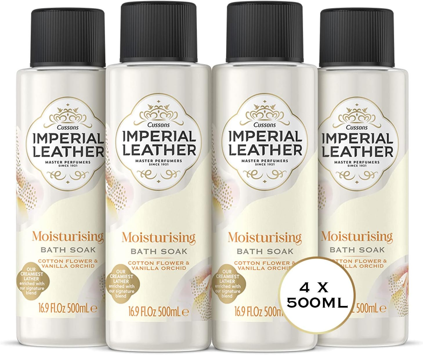 Imperial Leather Moisturising Bath Soak, Cotton Flower & Vanilla Orchid, Rich & Creamy Bubble Bath, Gentle Body Skin Care, Bulk Buy, Pack of 4 X 500Ml image number 3