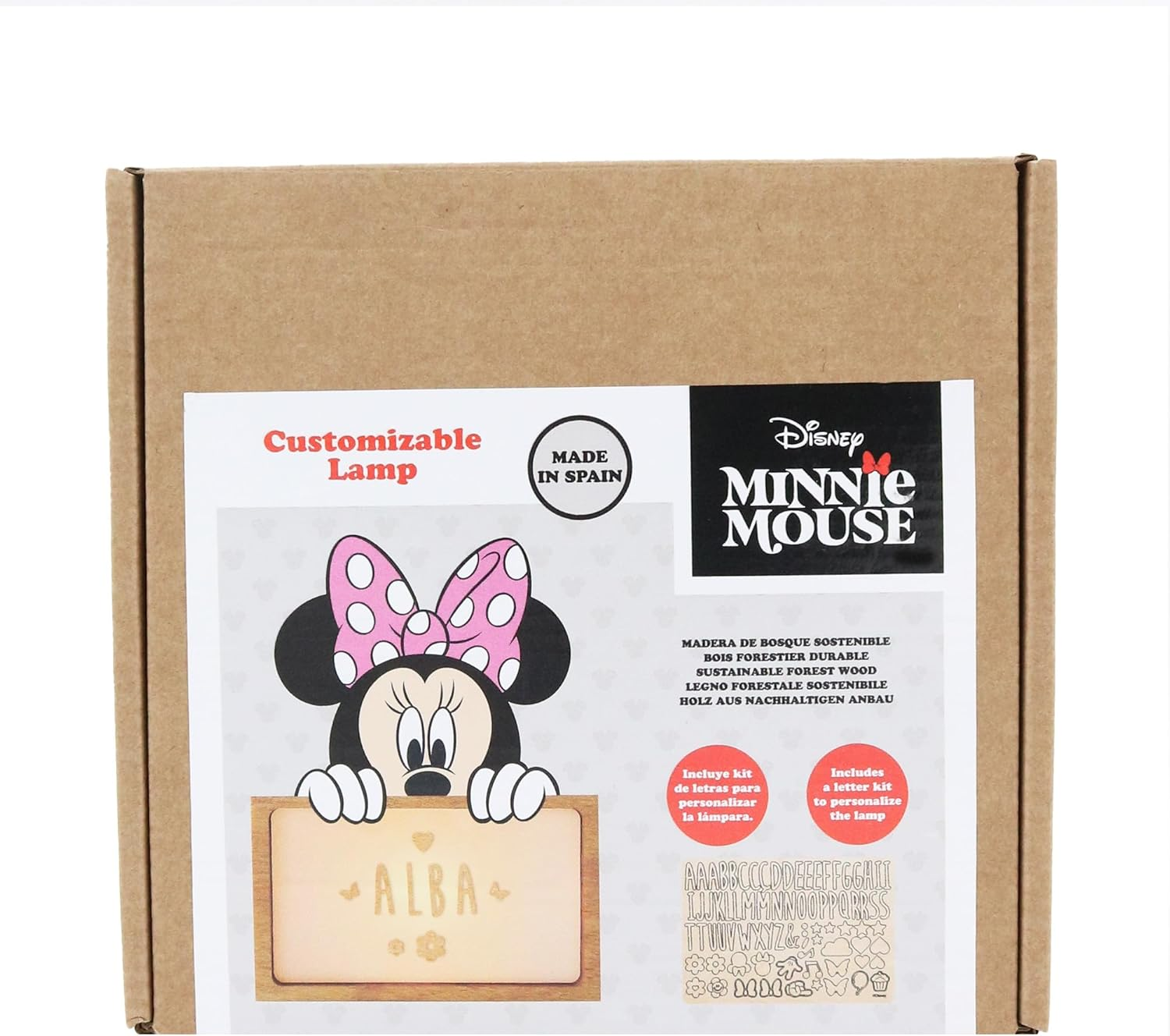 WONDEE Official Disney Minnie Mouse Lamp Personalised - Night Light Baby Minnie Mouse, Gifts for Birth, Christening Gifts for Girls Personalised Gifts Baby, Disney Gift Ideas - Angel Stitch image number 2