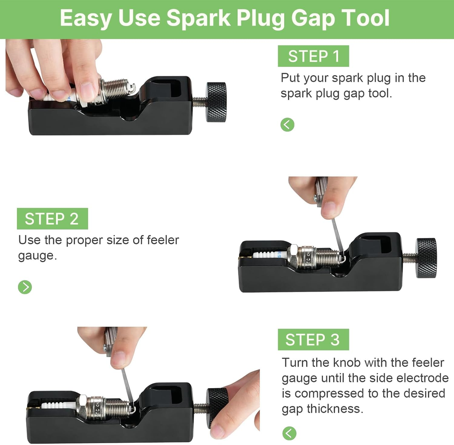 Precision Spark Plug Gap Tool with 32-Blade Feeler Gauge, Universal Spark Plug Gapper & Gap Gauge for 10Mm 12Mm 14Mm 16Mm Spark Plugs image number 2