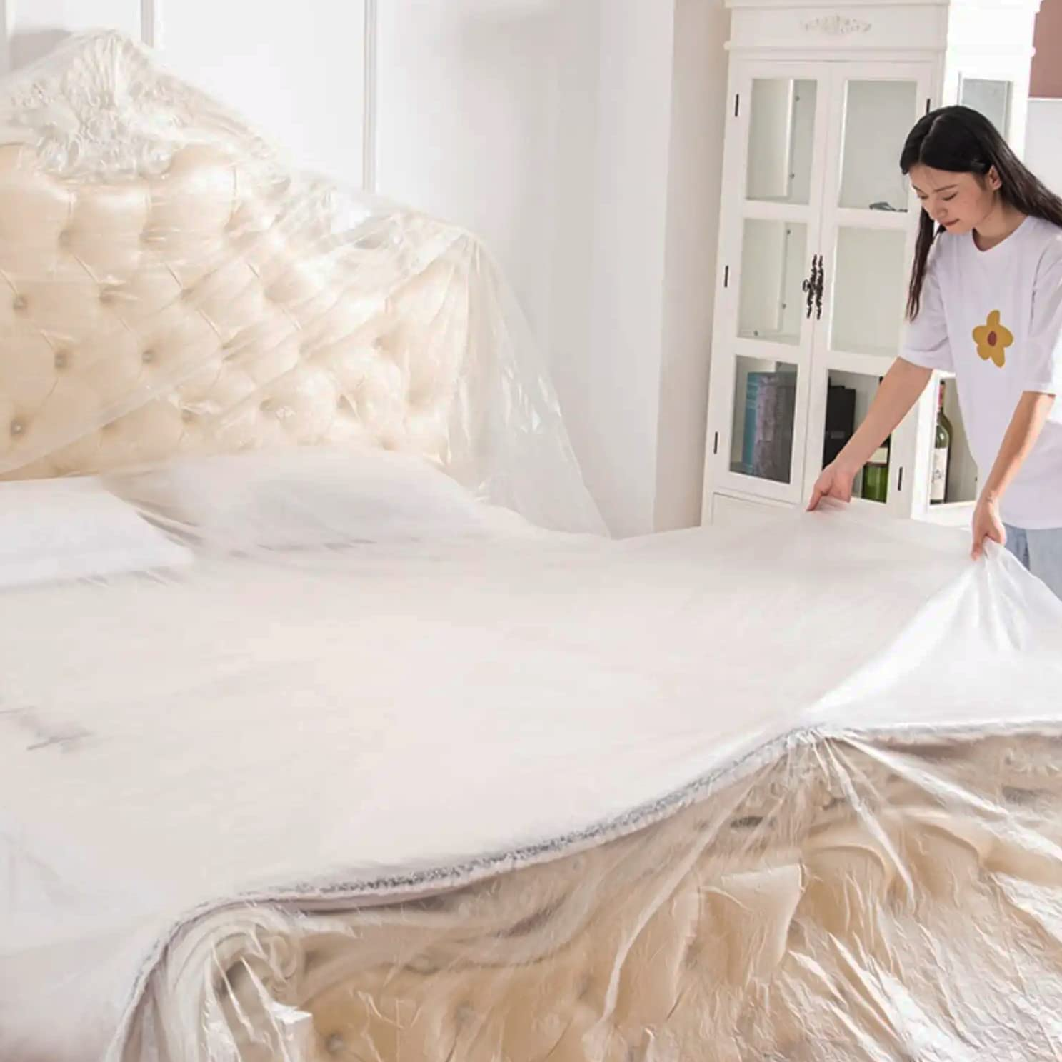 LLPT Tape and Drape Pre-Taped Masking Film 106.3&rdquo;(Unfolded) X 66 Ft Each 2 Pack General Painters Plastic Drop Cloth for Auto Wall Furniture Painting Spraying from Dust Contamination (MFT2702) image number 5