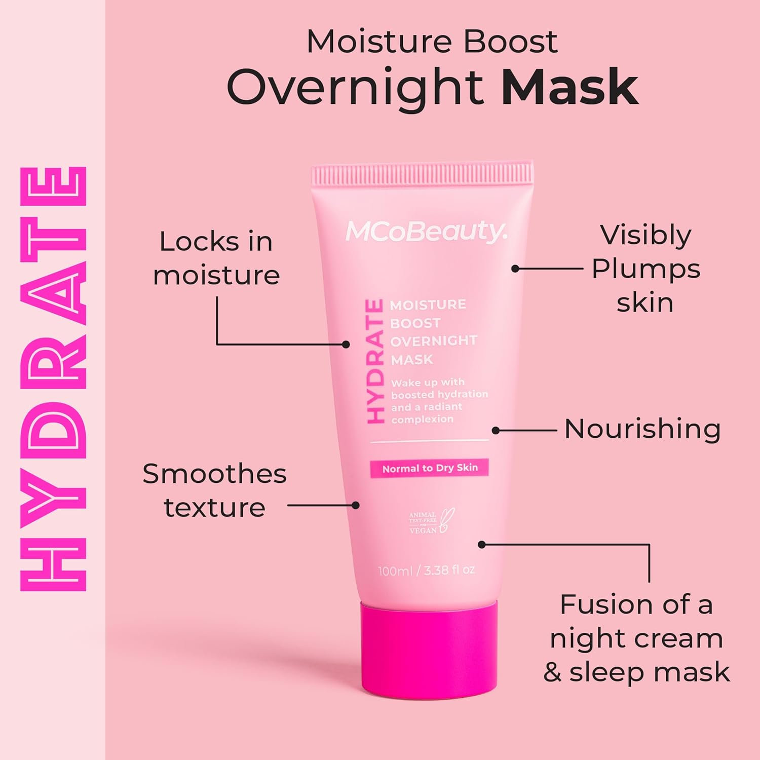 Mcobeauty - Hydrate Moisture Boost Overnight Mask - Intensive Hydration and Skin Rejuvenation - Ceramides, Hyaluronic Acid, Glycerin and Centella Asiatica - Restores and Smooths While You Sleep
