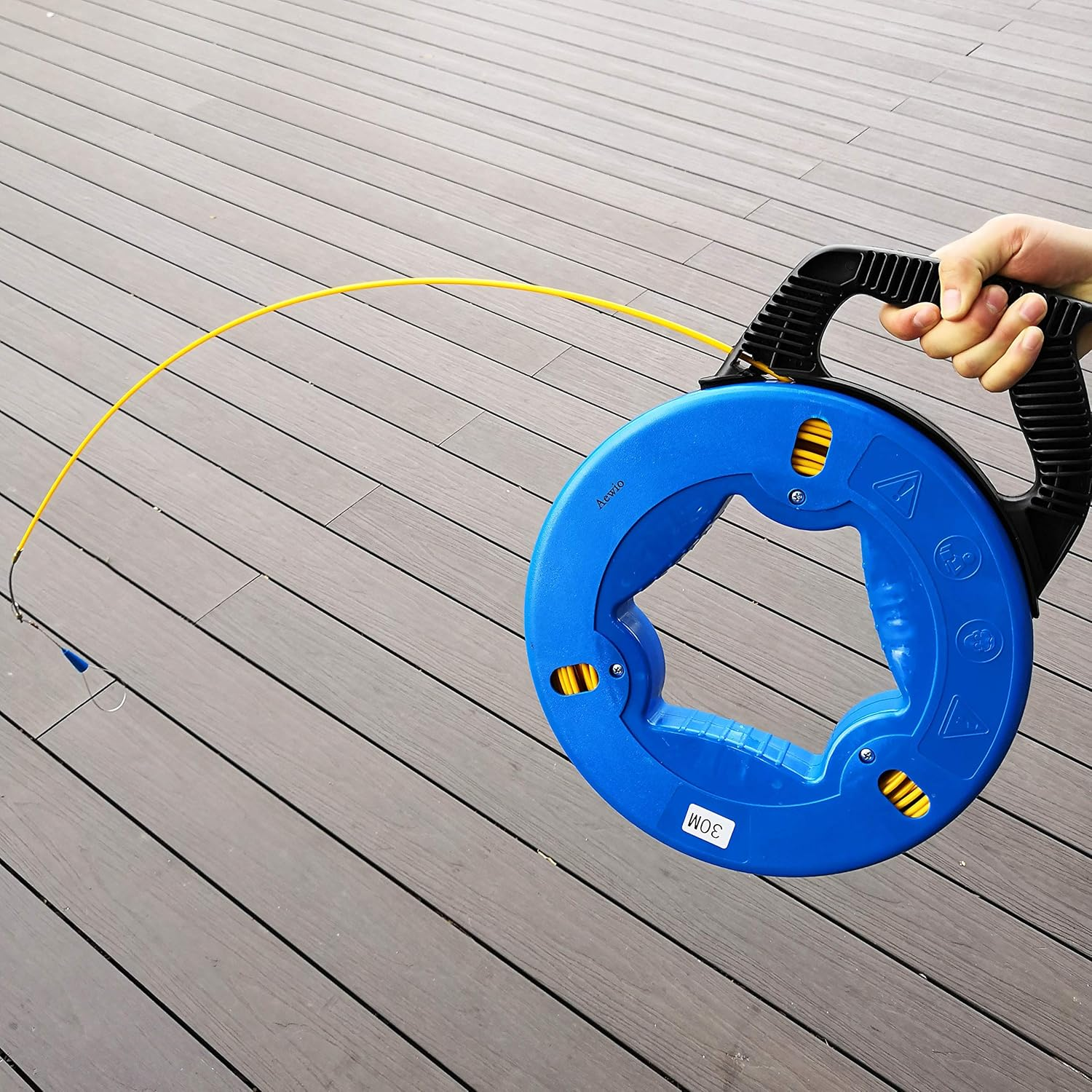 Aewio 30M(100Ft) Fiberglass Electrical Wire Cable Fish Tape Reel Cable Puller