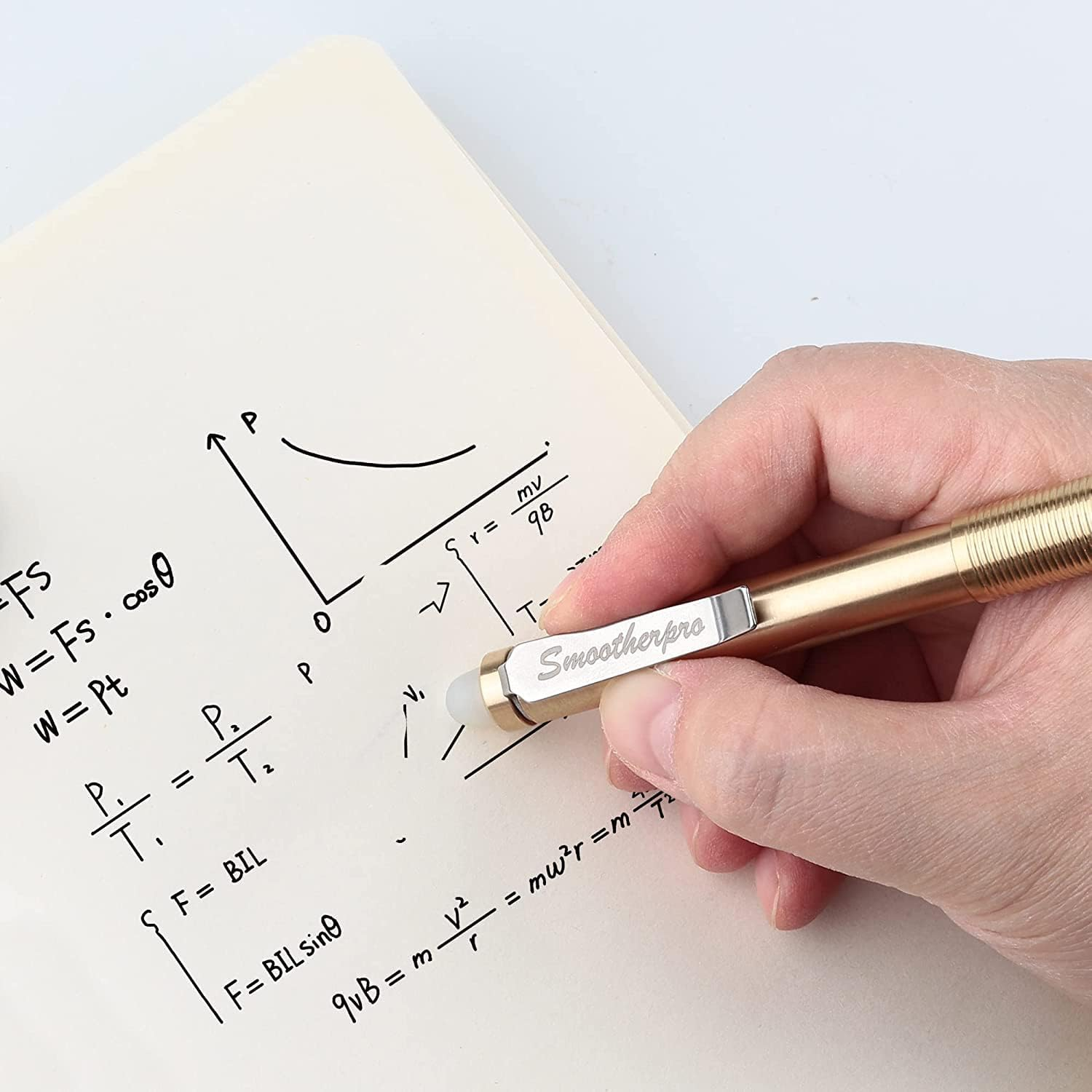 SMOOTHERPRO Erasable Solid Brass Ballpoint Pen Compatible with Pilot Frixion Refill for Office School EDC Color Natural(Ep02Gd) image number 6