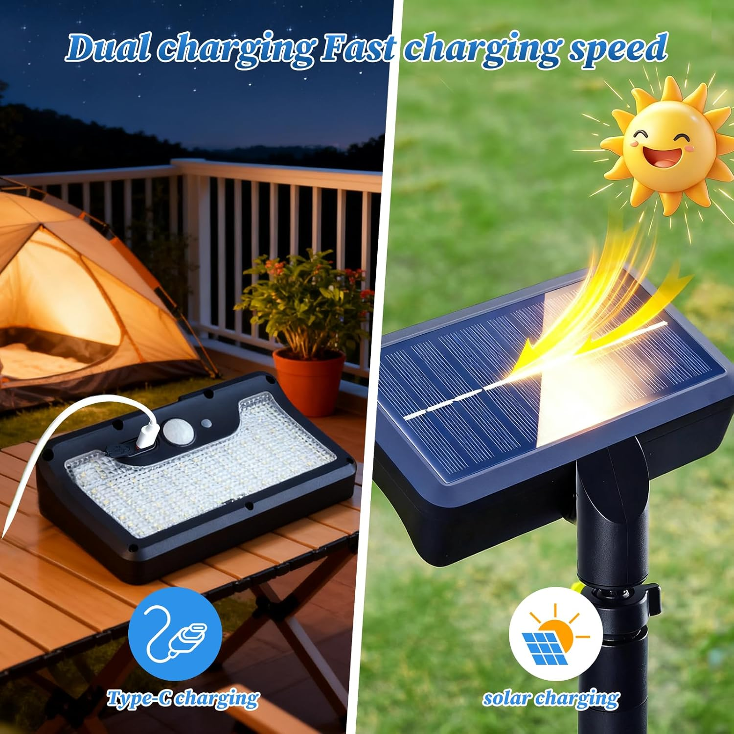 Pacify Clip on Solar Lights Outdoor 92 Leds 600LM Bright Solar Fence Lights with Motion Sensor, 360&deg; Rotatable IP65 Waterproof 3 Modes Powered Clamp Light for Deck Gutter Patio (2 Pack White Light) image number 2