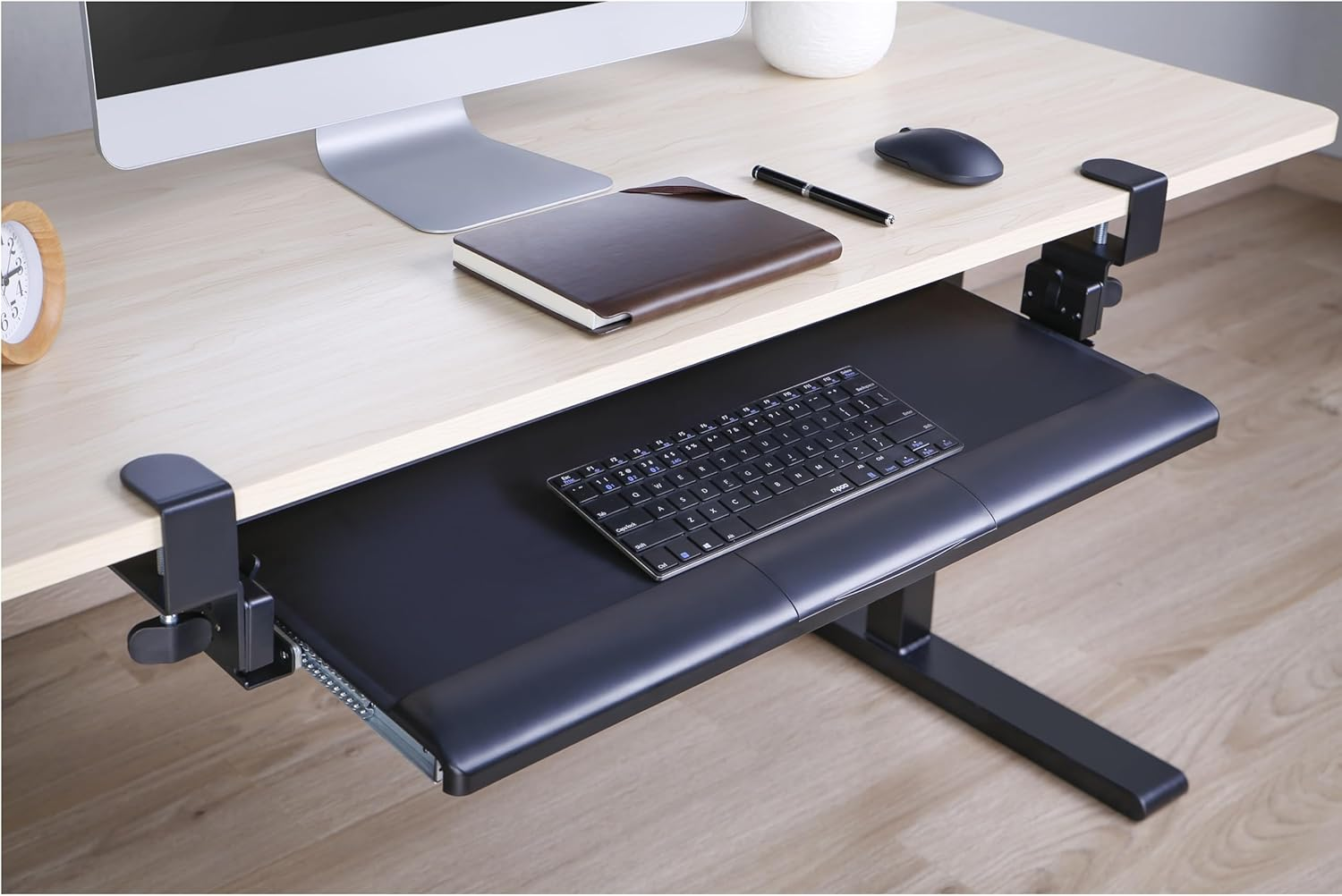 Officeozone Keyboard Tray, Clamp-On, 68Cm (26.8"), Tool-Free Tilt, ABS & Steel, Black image number 4