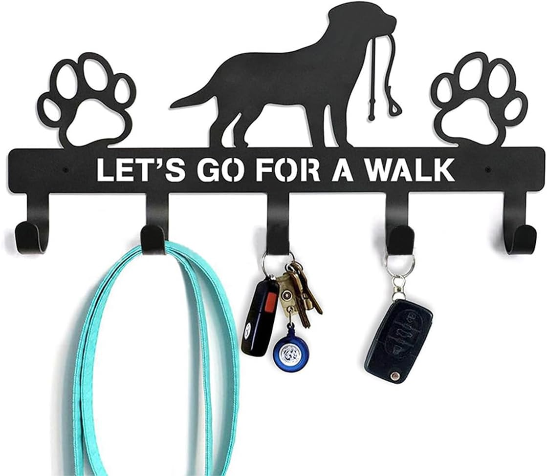 5-Hooks Dog Leash Holder for Wall,Doorway Dog Hooks for Wall,Dog Outdoor Stuffs Storager Rack for Hanging Dog Vest Harness,Key Holder Wall Mount,Leash,Collar,Keys,Dog Iron Leash Hooks for Wall image number 4