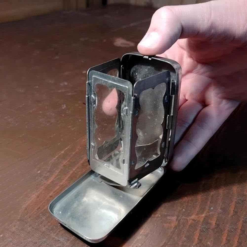 Folding Pocket Candle Lantern,Portable Stainless Steel Mini Lantern,Punk Vintage Folding Candle Lantern,2025 New Small Pocket Candle Lantern for Camping, Hiking Travel, Unique Gift Idea image number 3