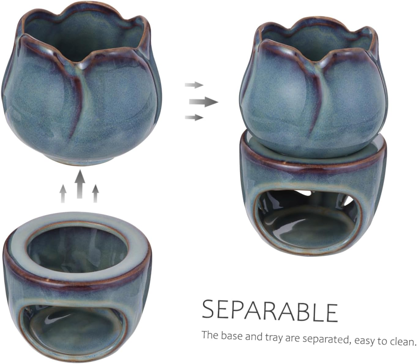 Ceramic Aromatherapy Burner Tulip Incense Stove Aroma Heating Holder for Home Decor for Living Use Incense Burner Holder image number 5