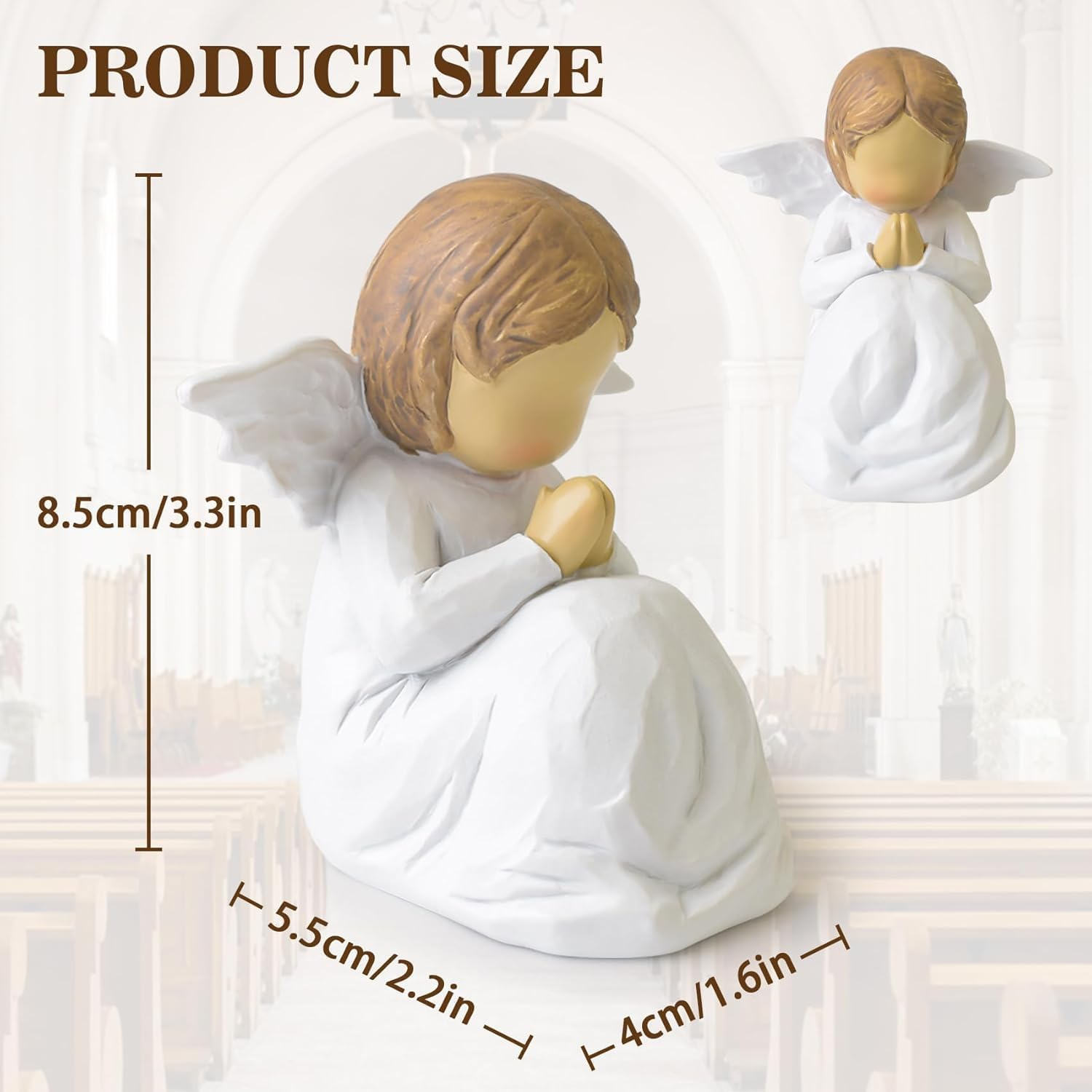 Guardian Angel Statue, Angel Figurines for Women, First Communion Gifts for Girls, Resin Prayer Angels, Hand-Painted Faith Corner Decor, Baptism Christmas Memorial Gift image number 4